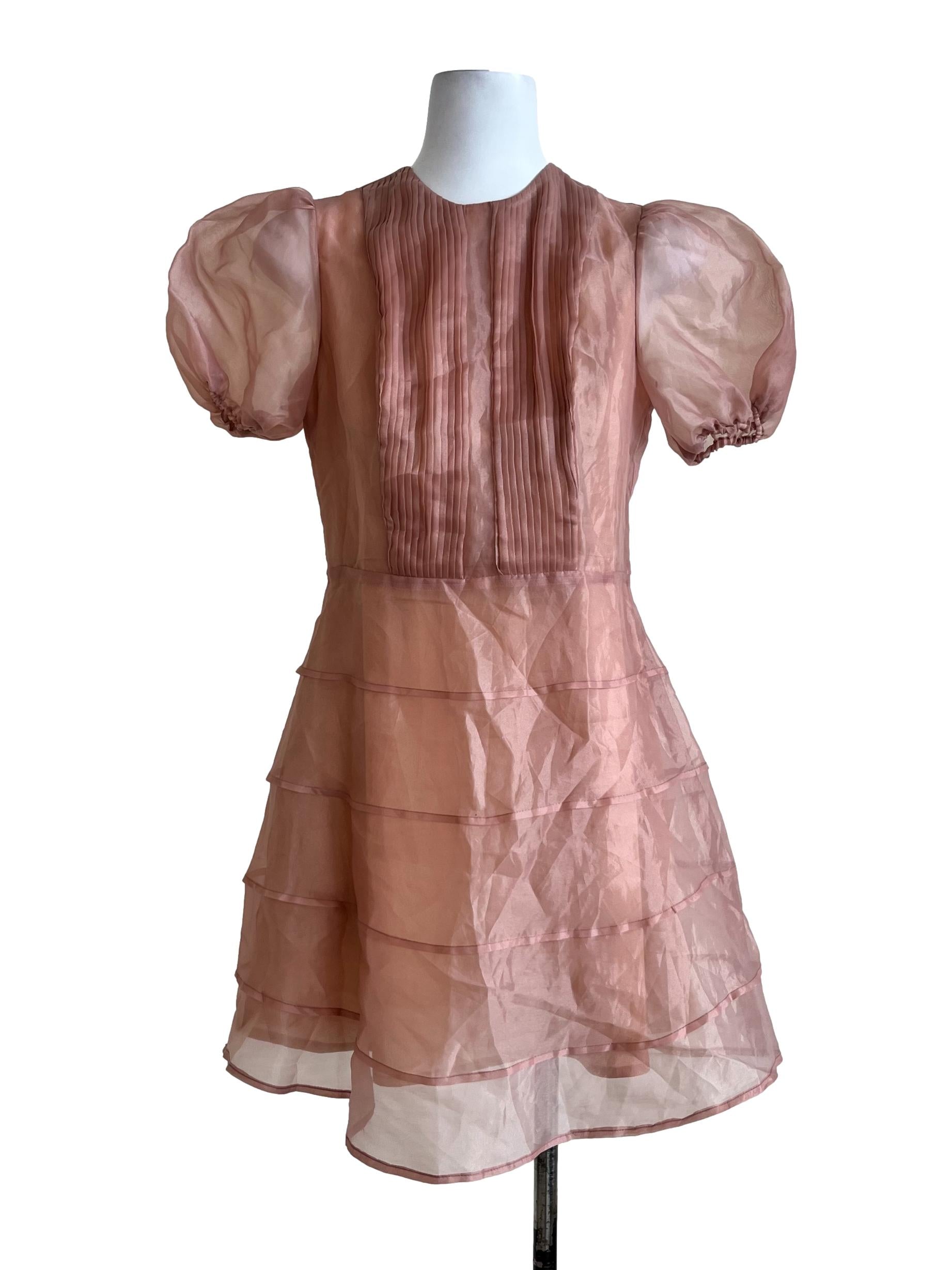 Orange Plain Short Sleeves Dress