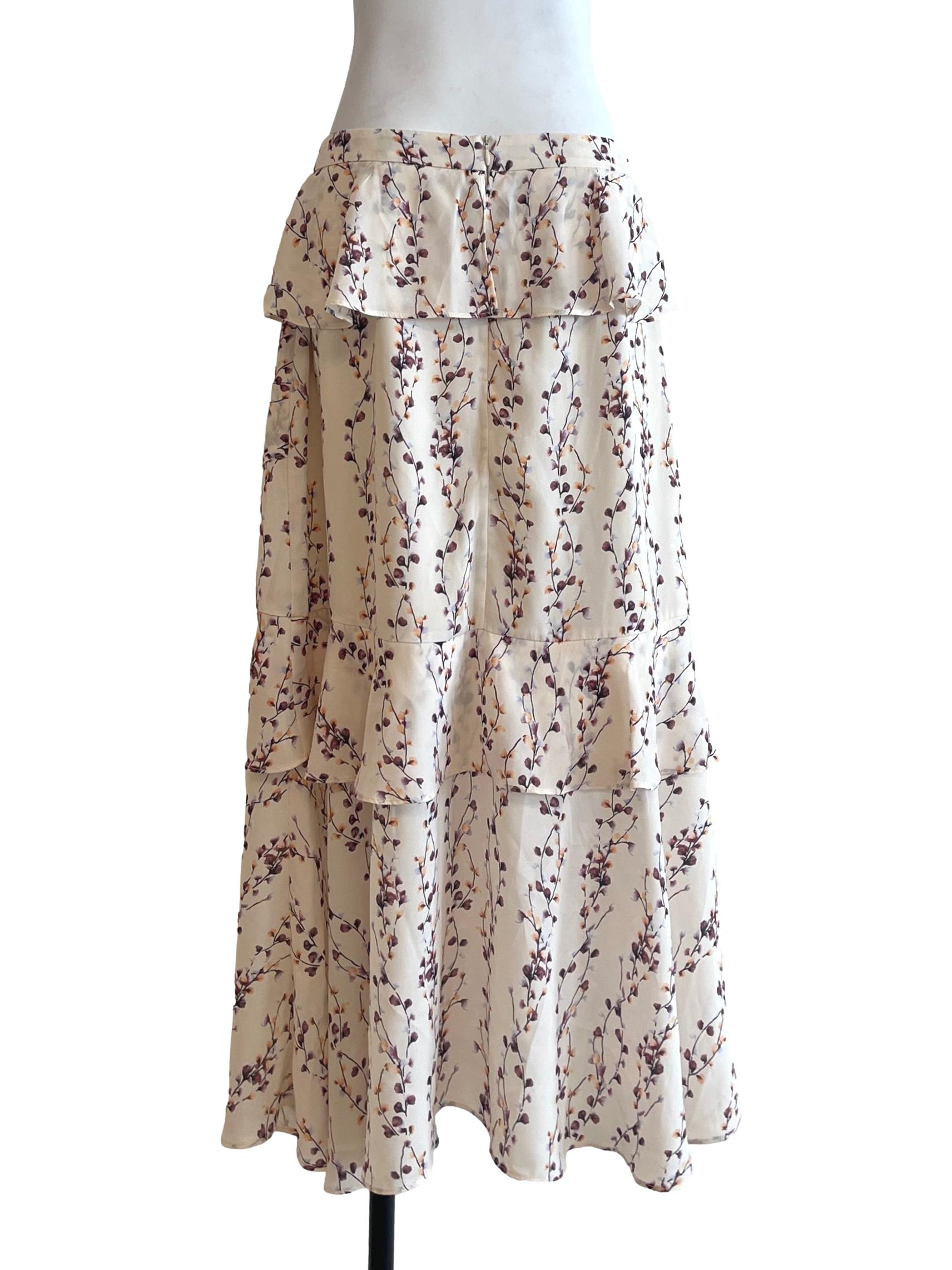 Eggshell White Floral Skirt