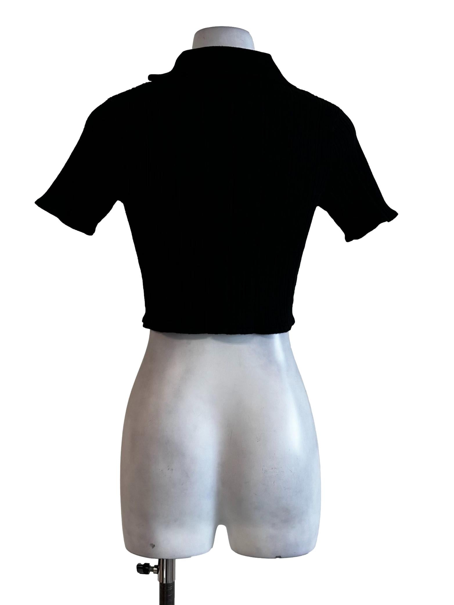 Black Knitted Collar Top