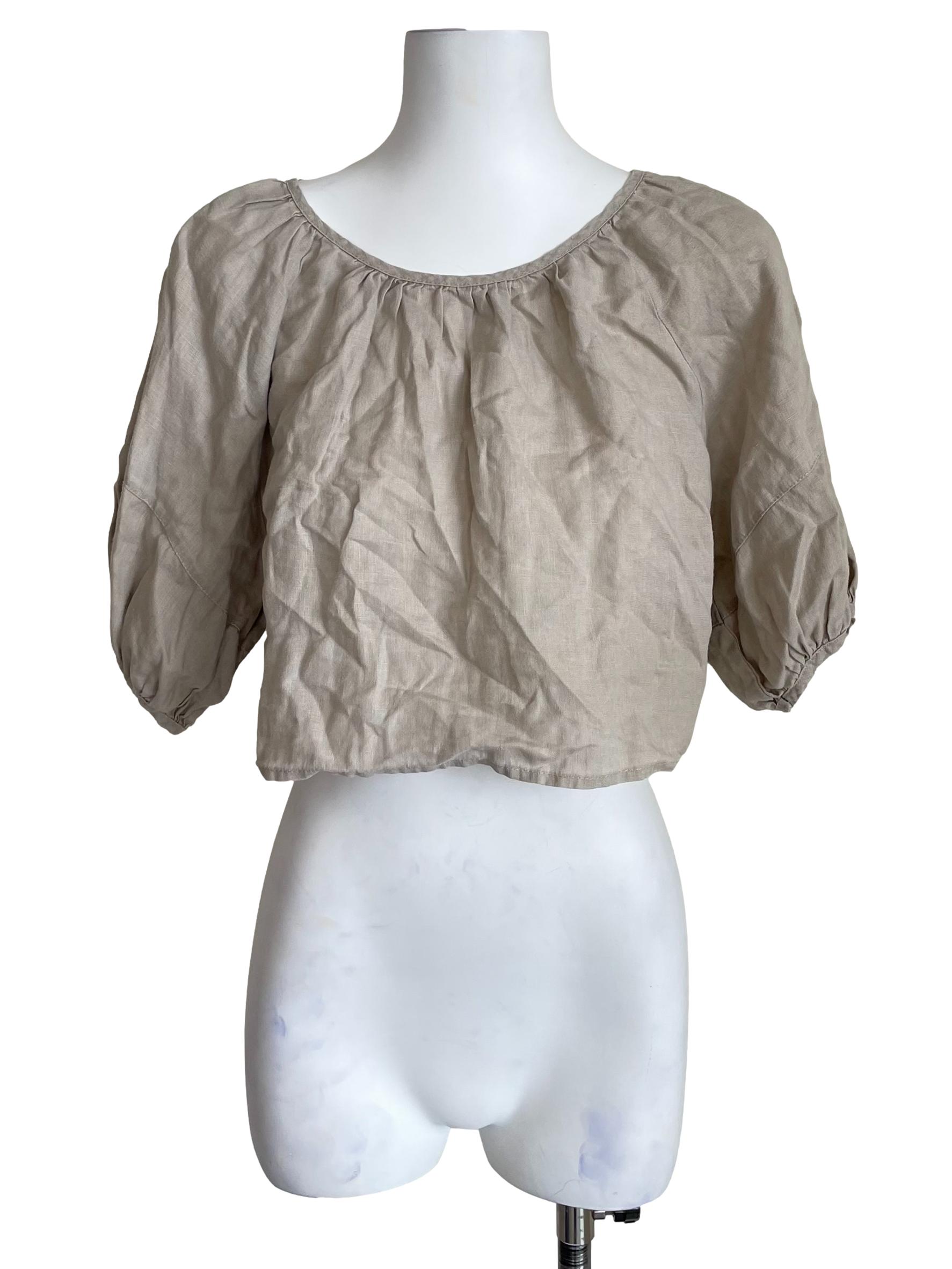 Light Hazel Beige Gypsy Crop Top