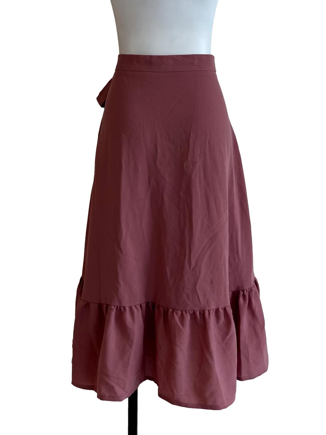 Rosewood Pink Ruffled Wrap Skirt