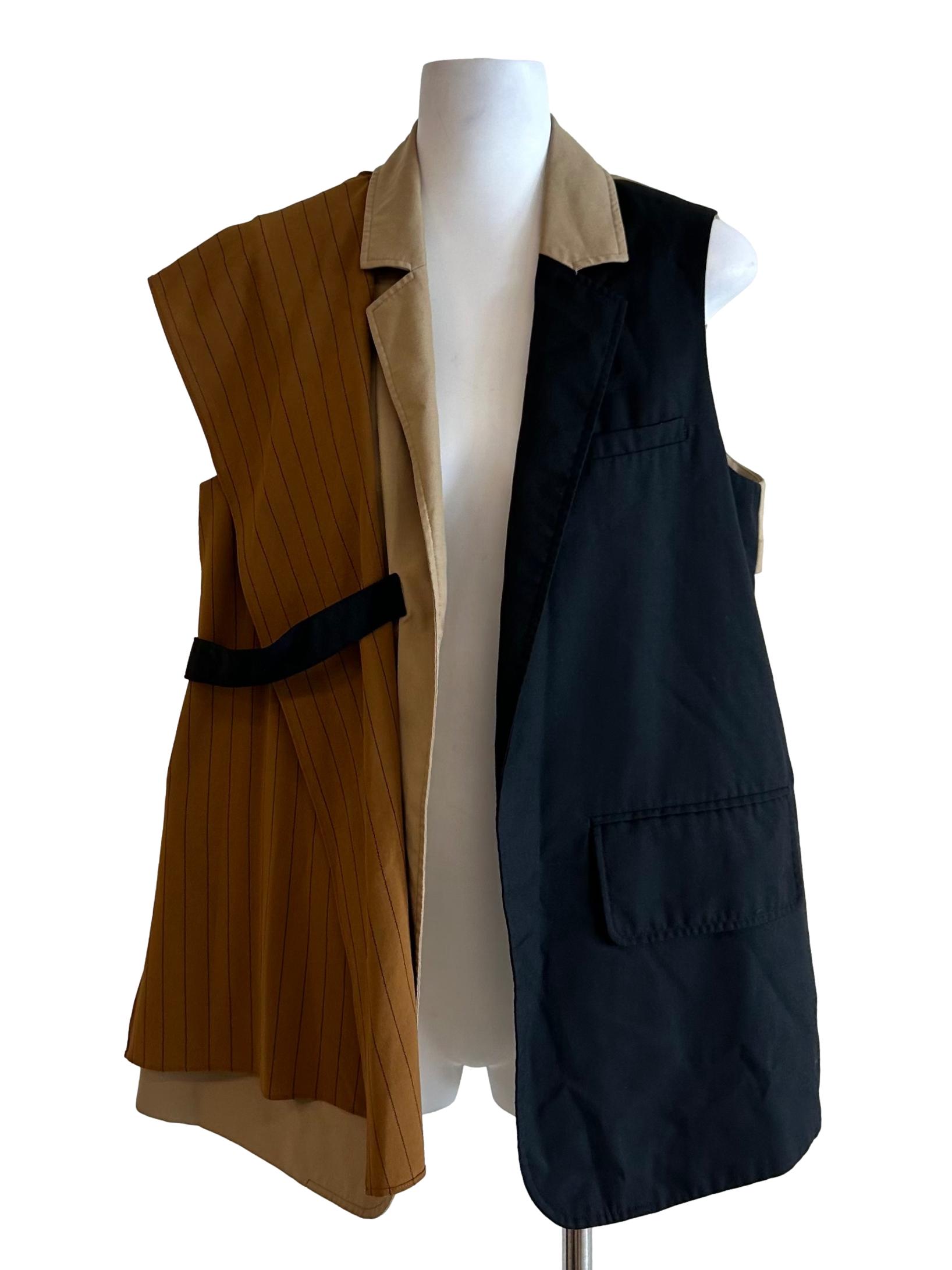 Drape Combo Gillet In Khaki & Black CSN