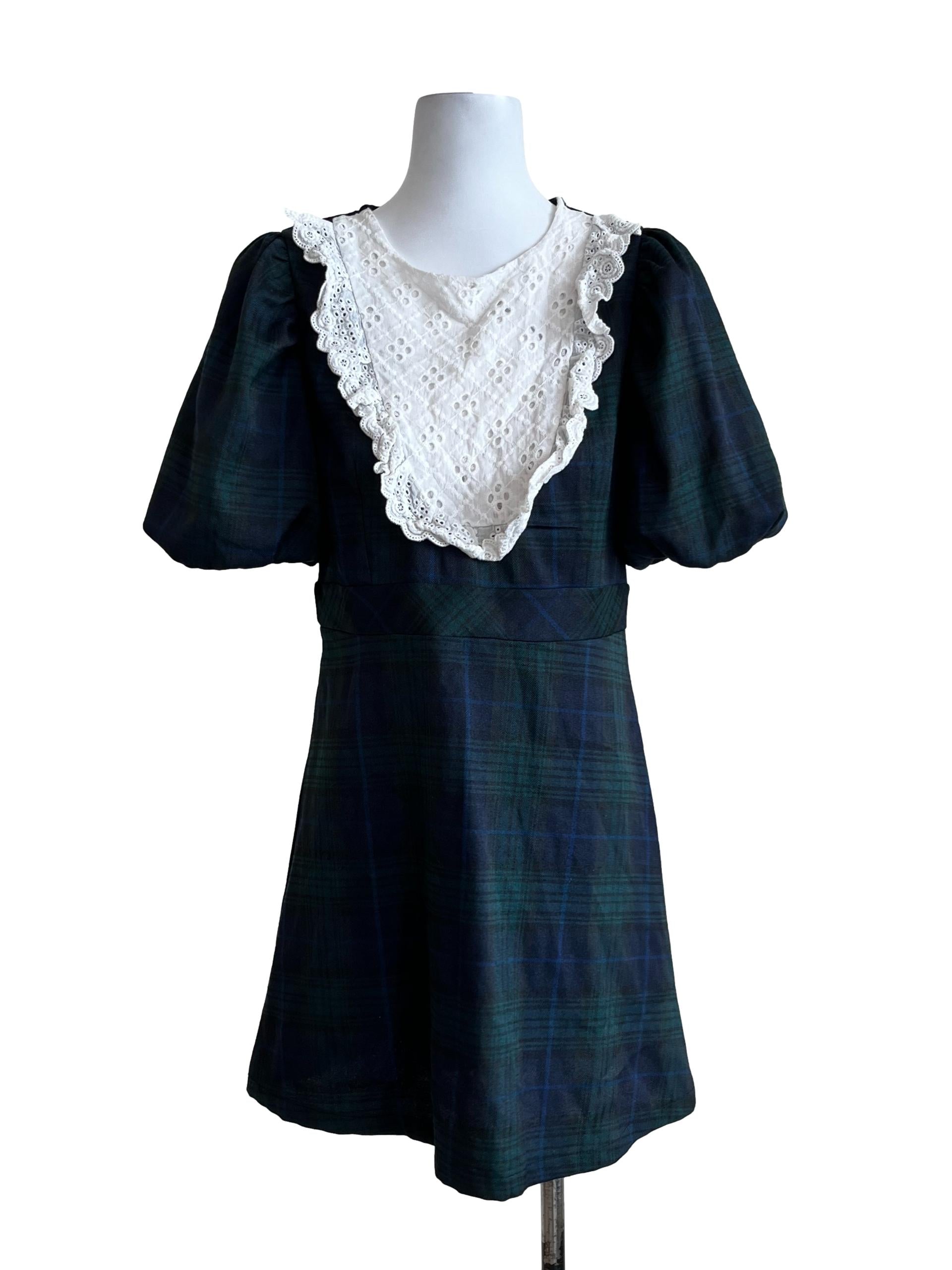 Green Gingham Pattern Dress