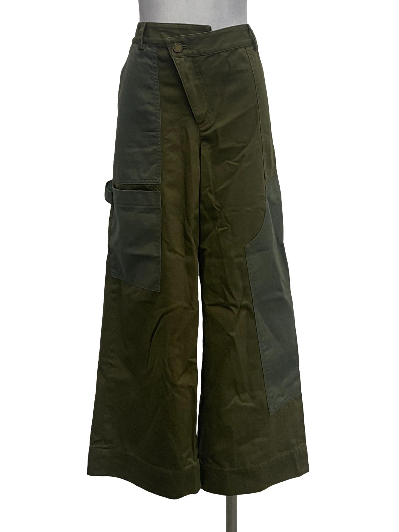 Army Green Denim Wide Leg Straight Pants