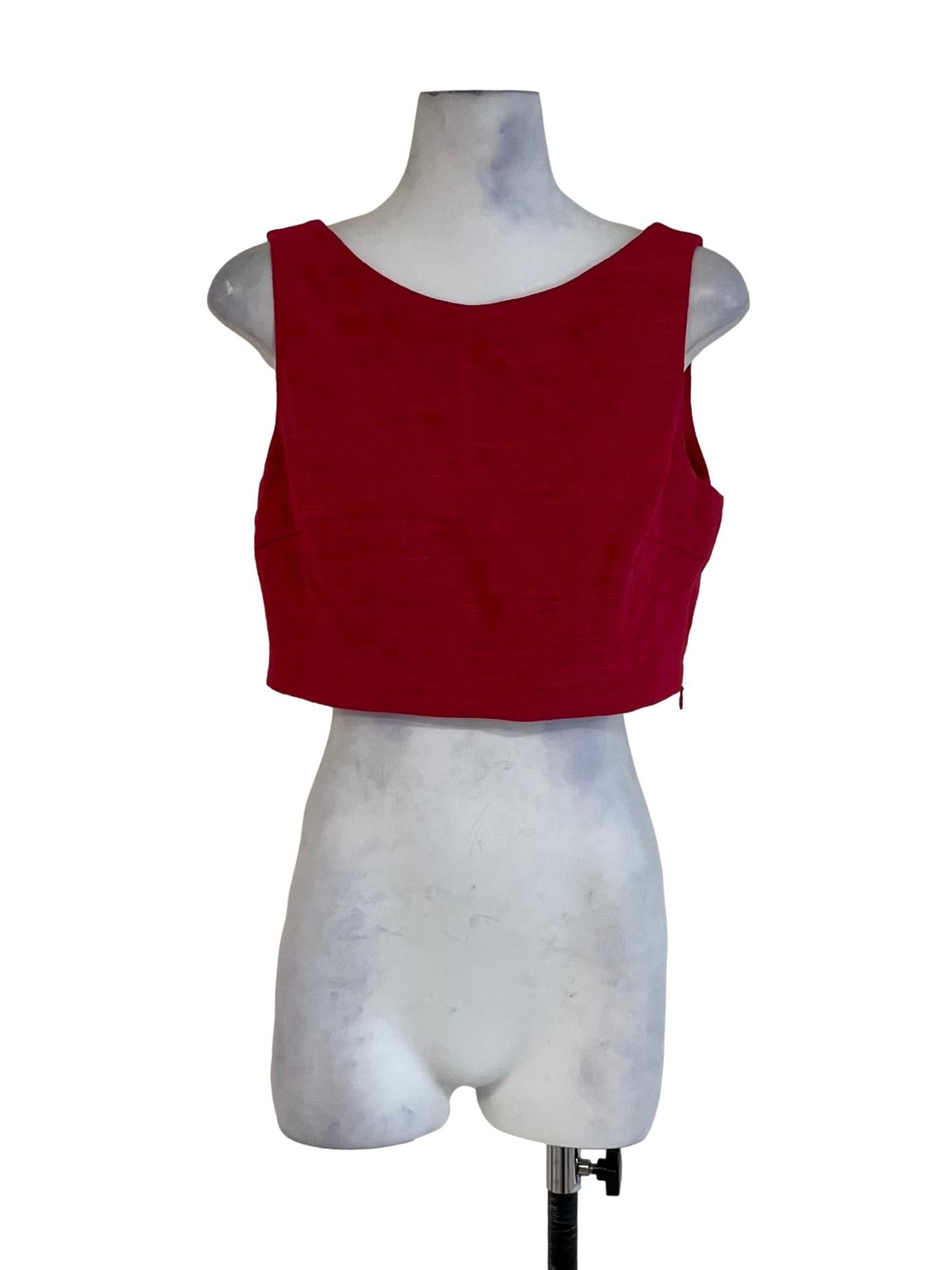 Fuscia Pink Scoop Neckline Sleeveless Top