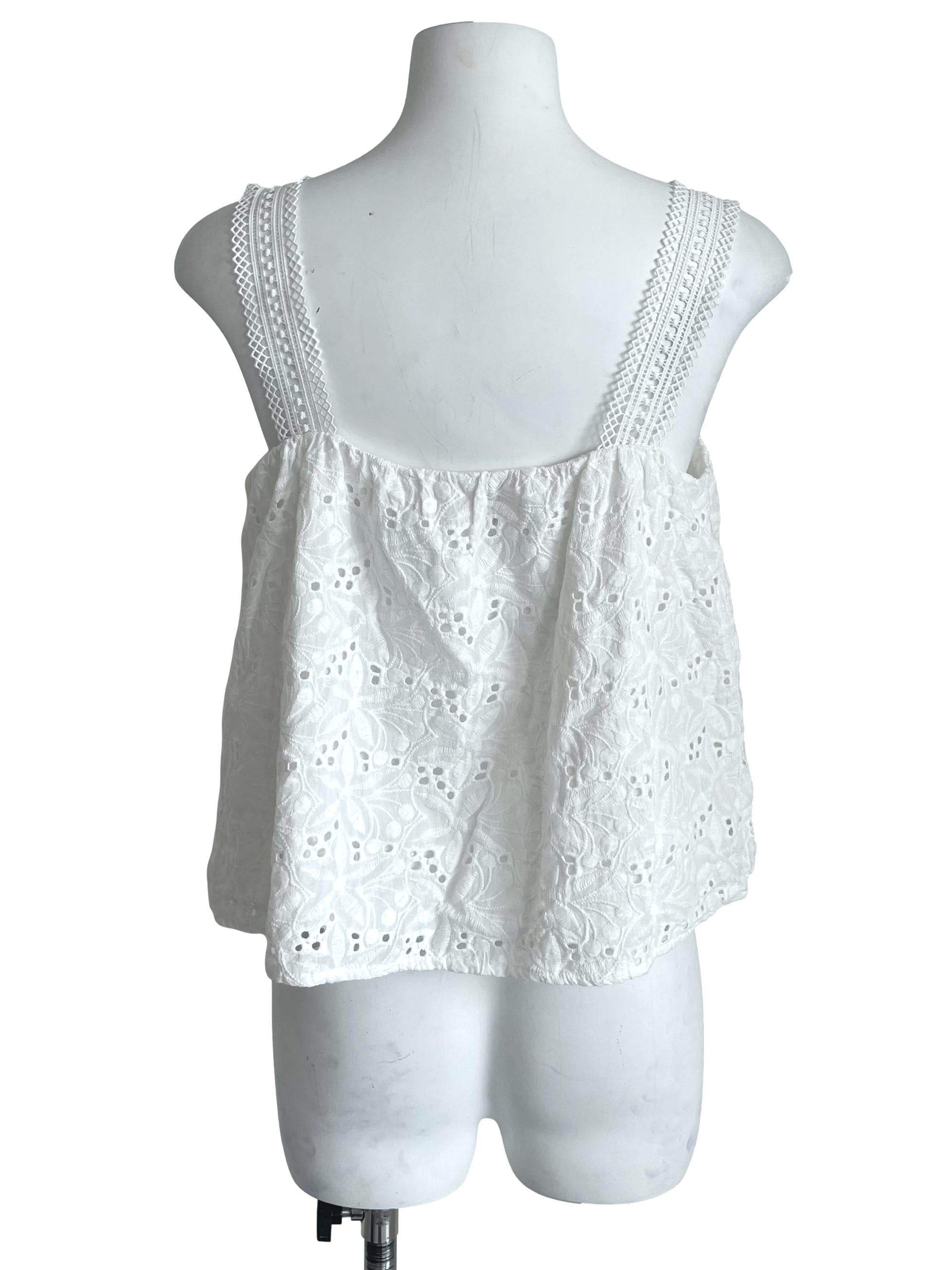 White Eyelets Lace Straps Mini Top