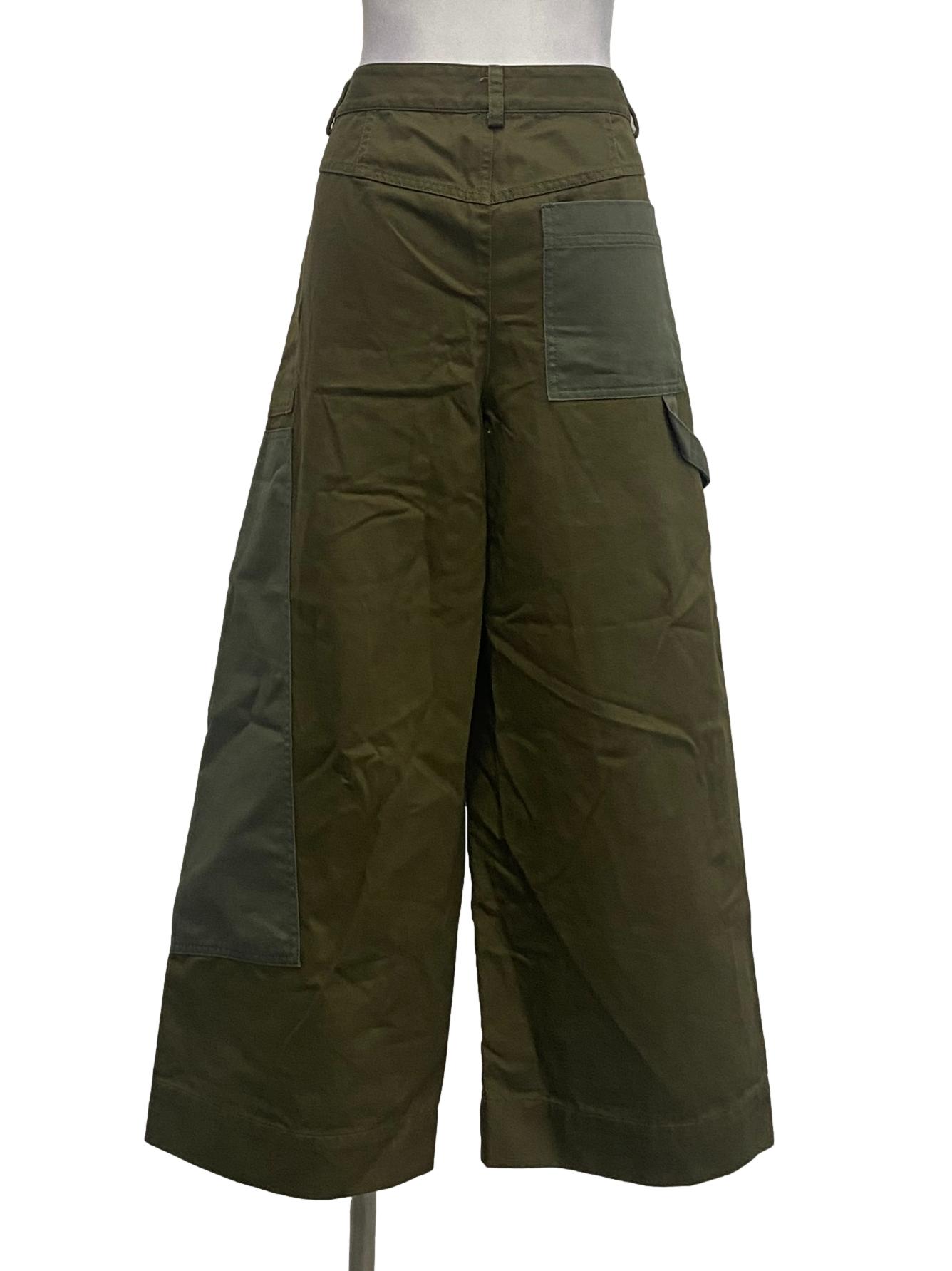 Army Green Denim Wide Leg Straight Pants