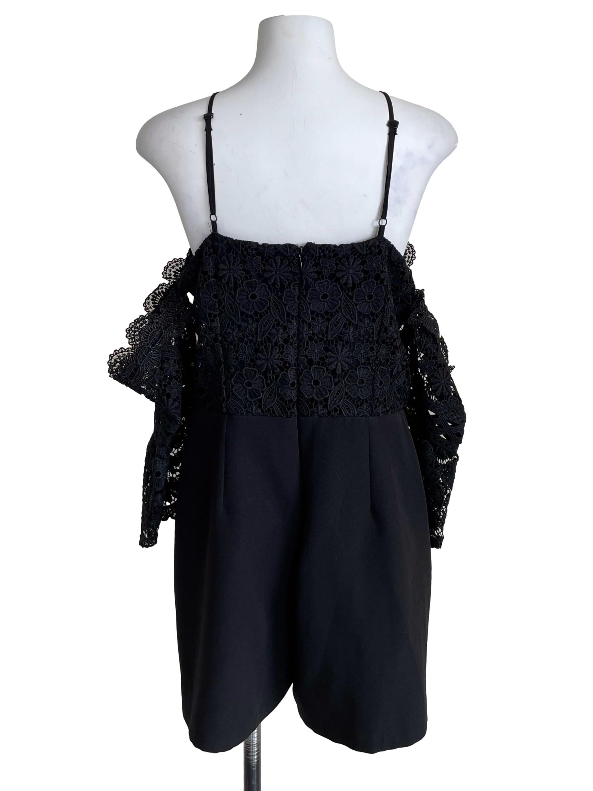 Black Off Shoulder Lace Rompers