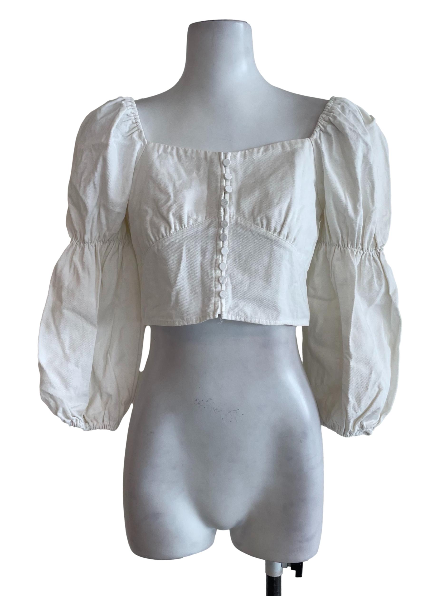 White Long Sleeves Crop Top