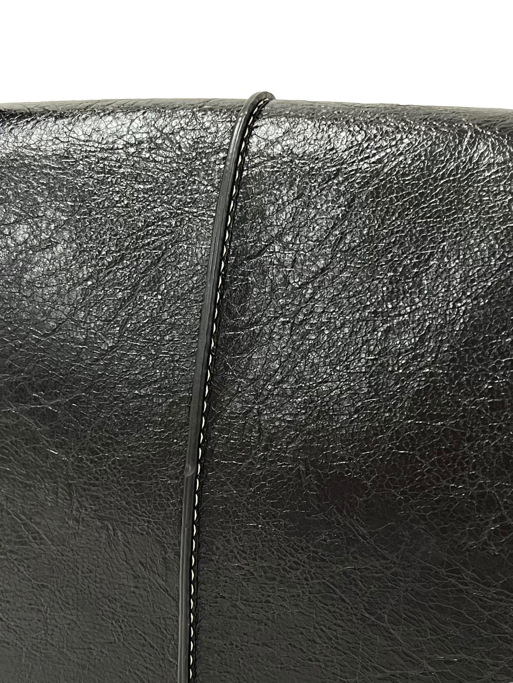 Black Textured Crossbody Bag With Adjustable Strap