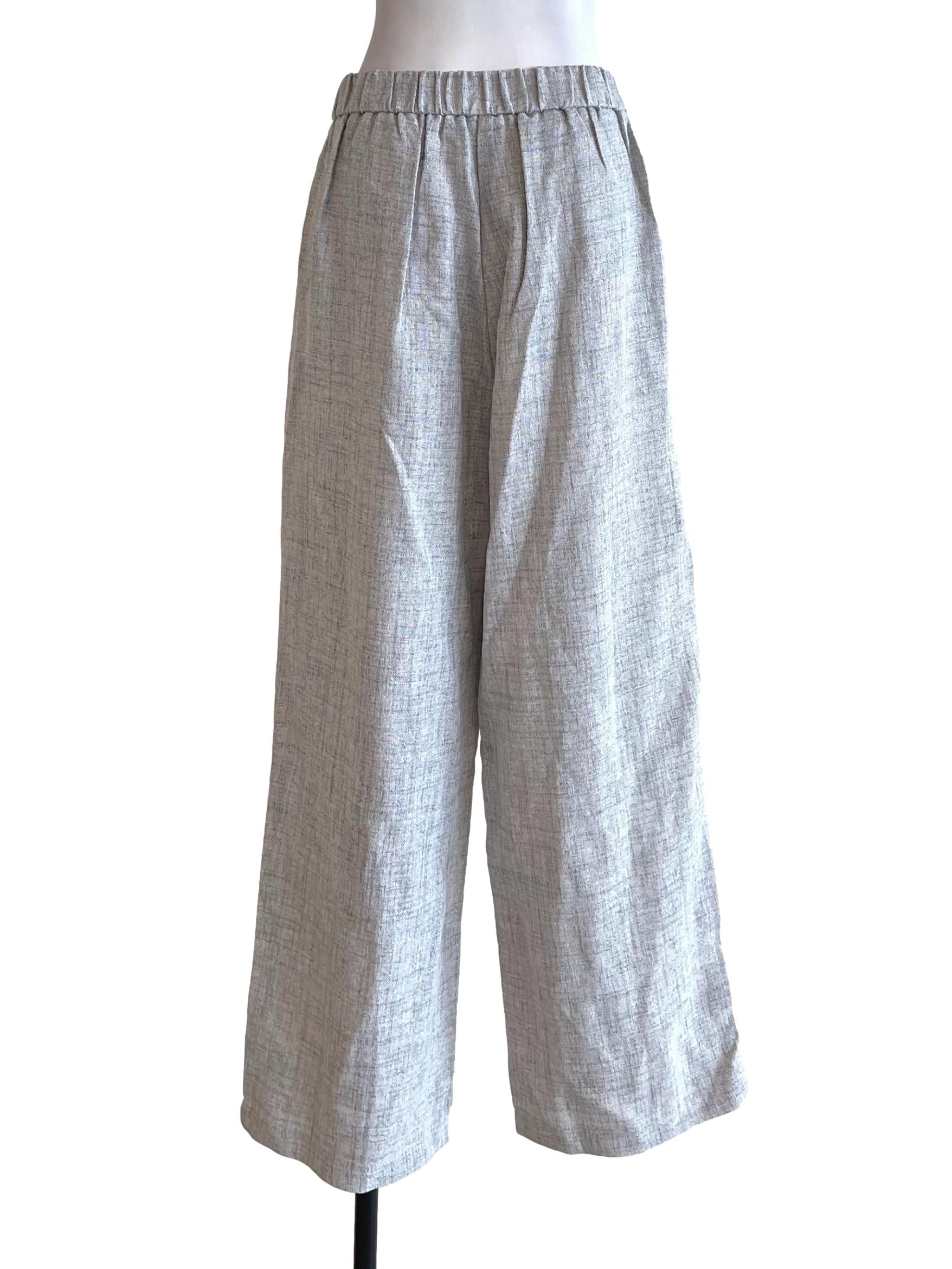 Light Grey Tweed  Pleated Pants