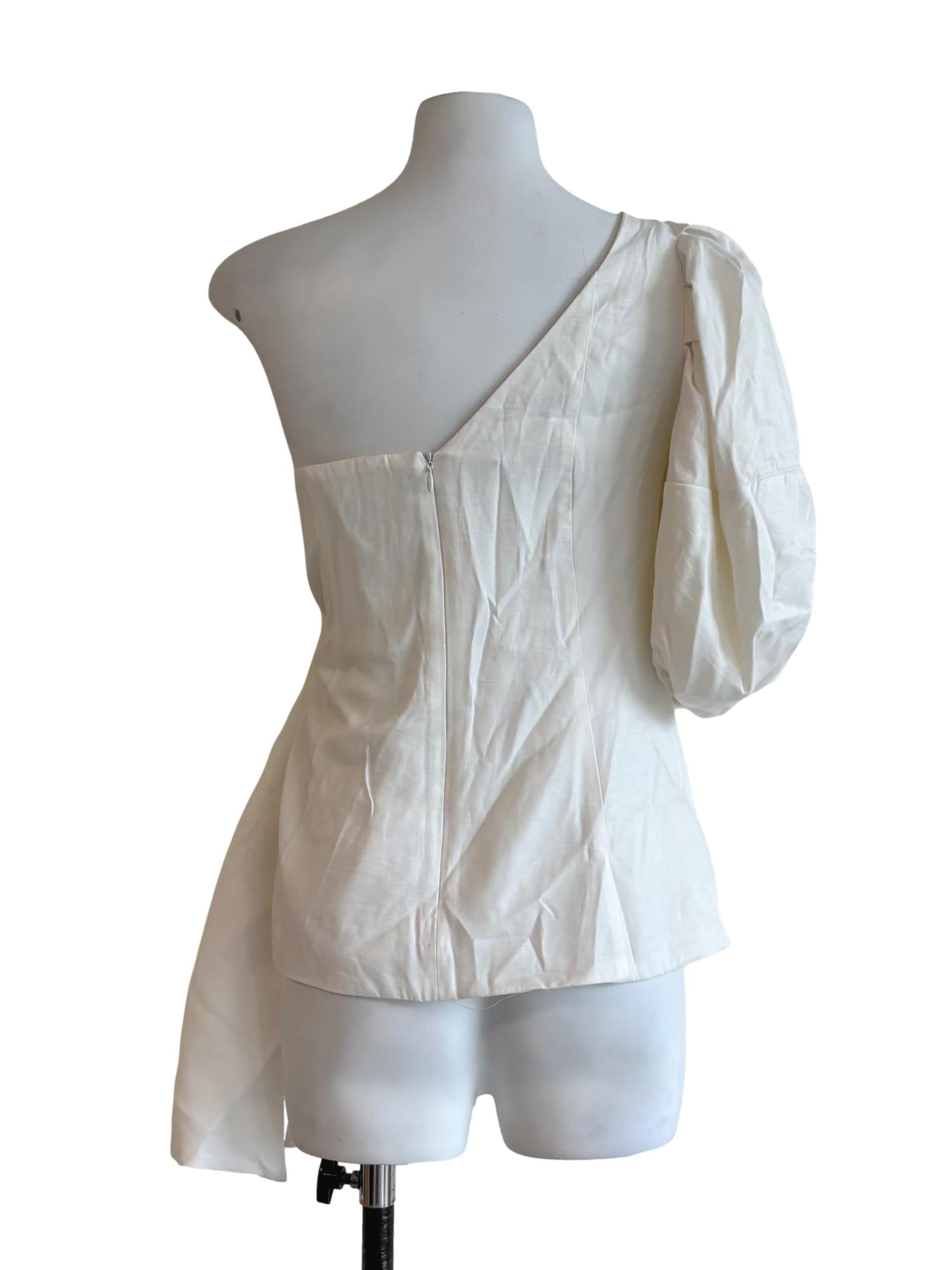 Pearl White One Shoulder Wrap Top