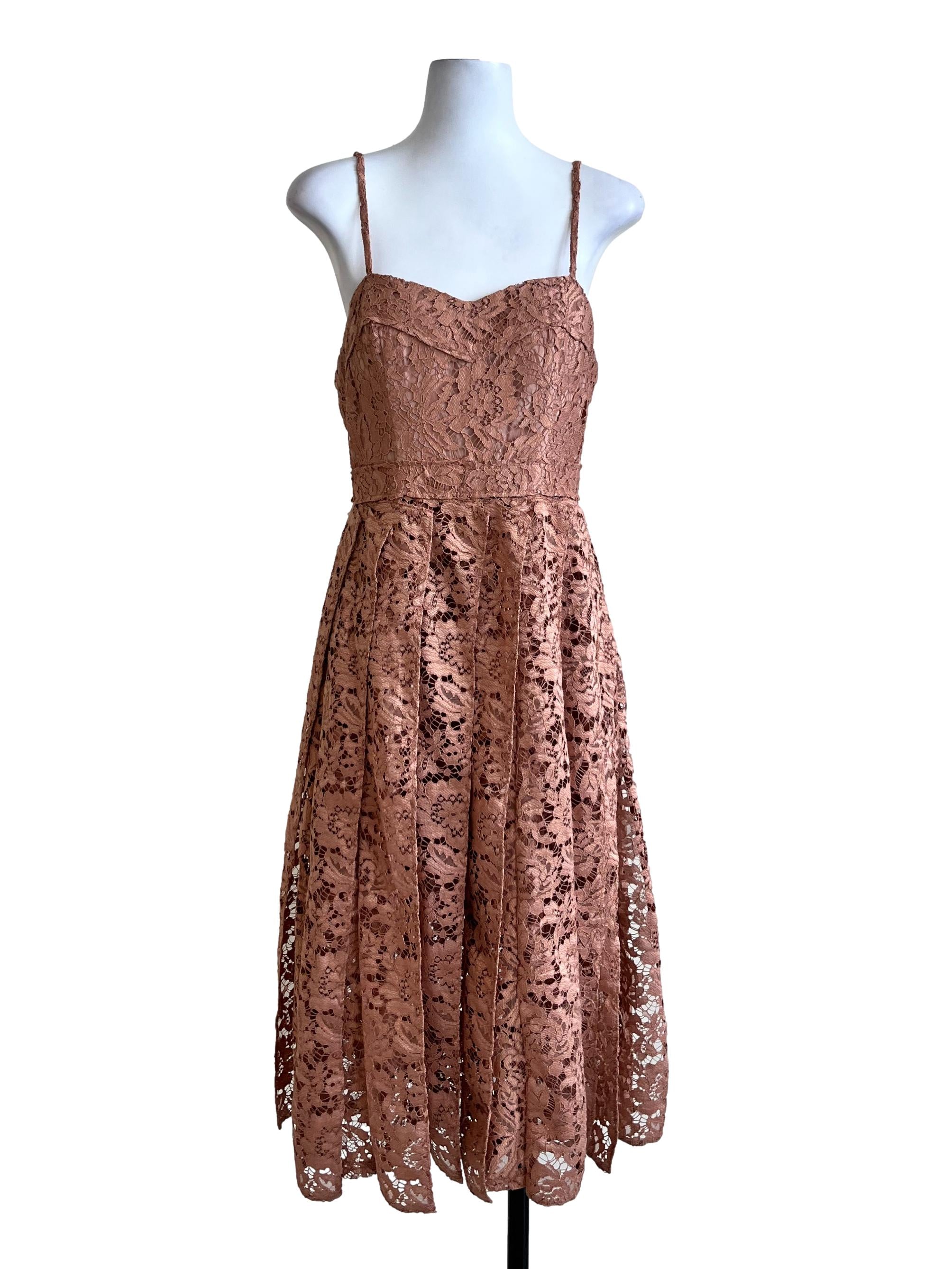 Orange Lace Chest Padded Dress