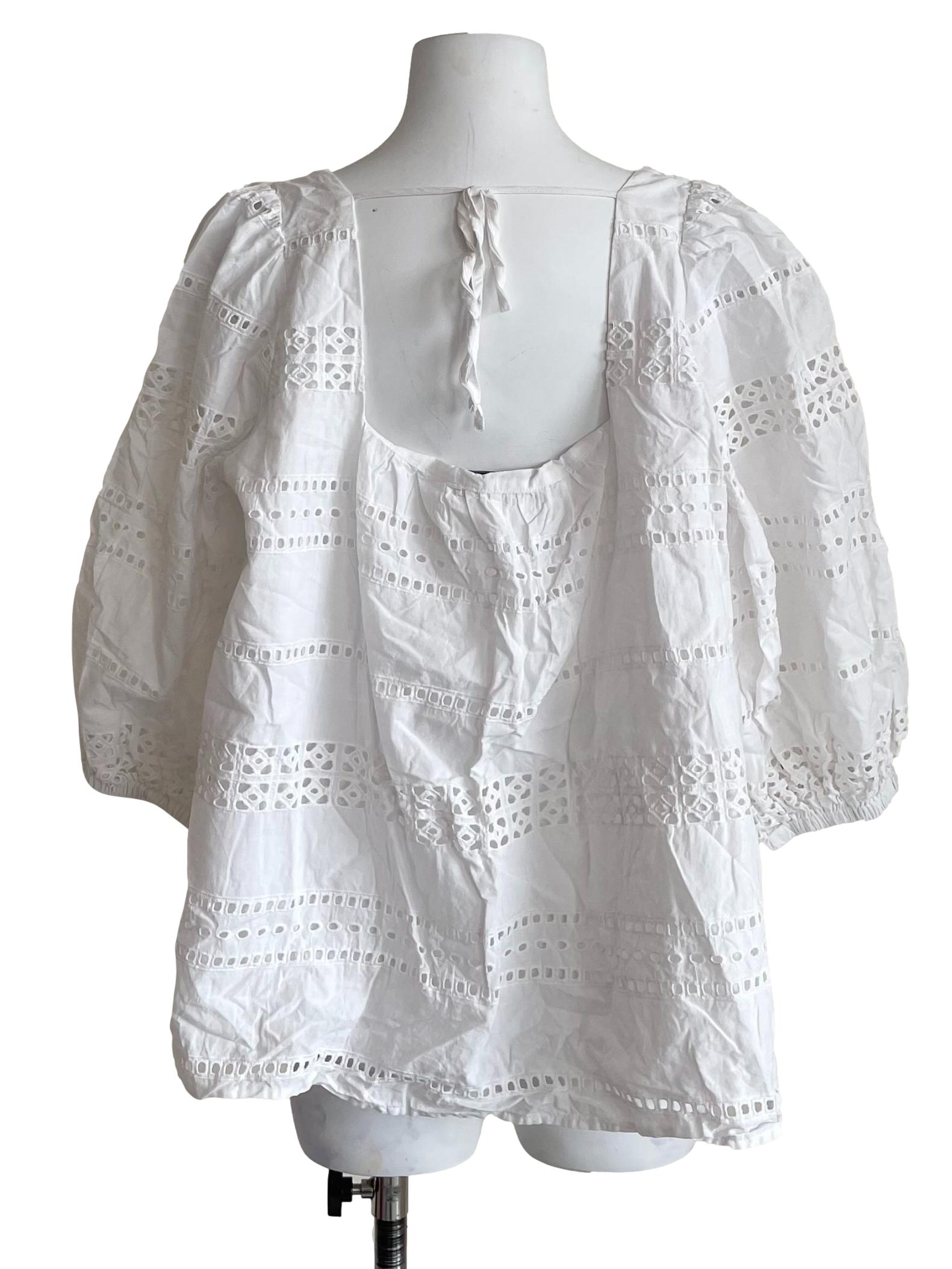 White Hollow Square Neck Tent Top