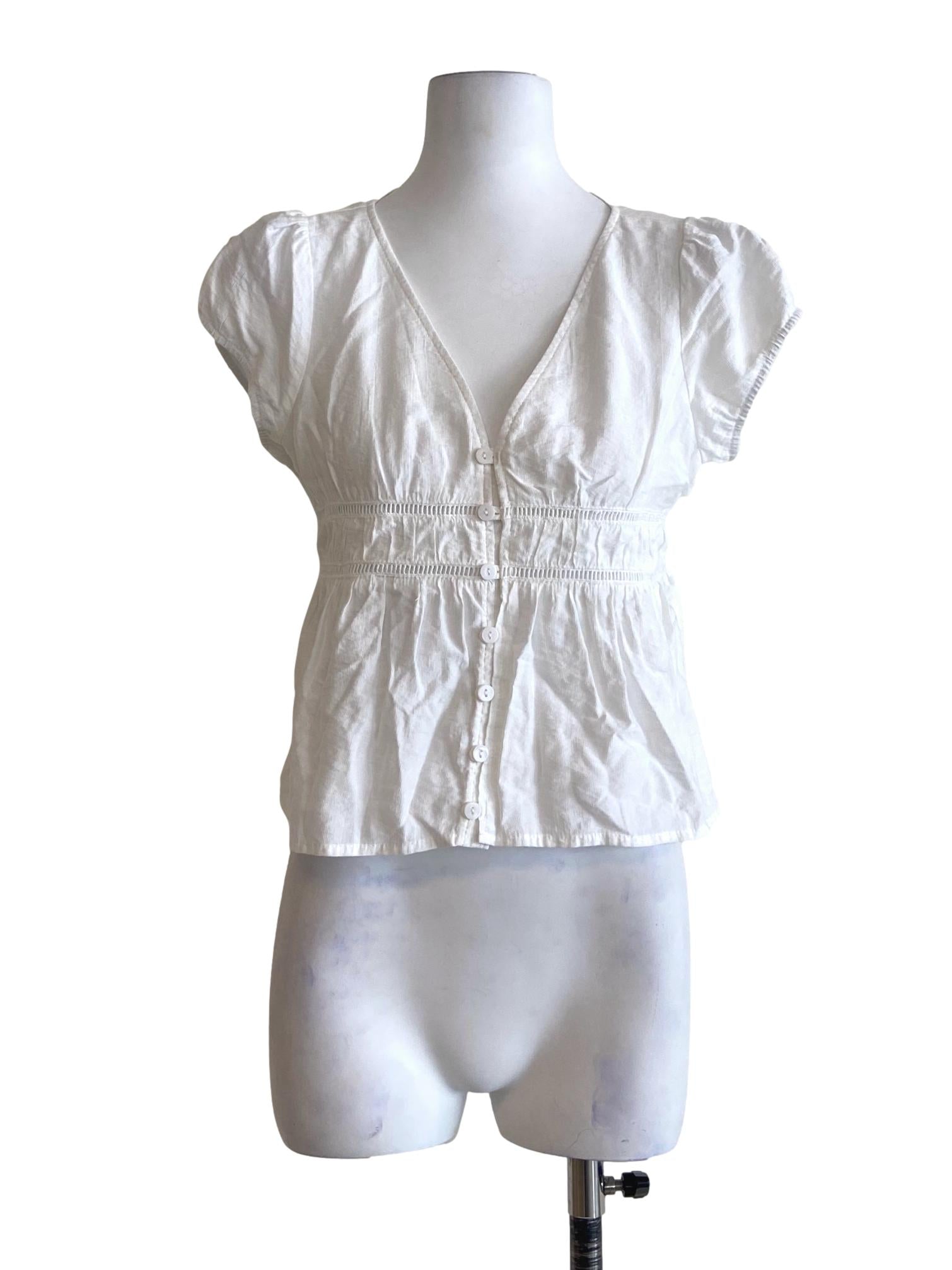 White Button Down Pegged Blouse