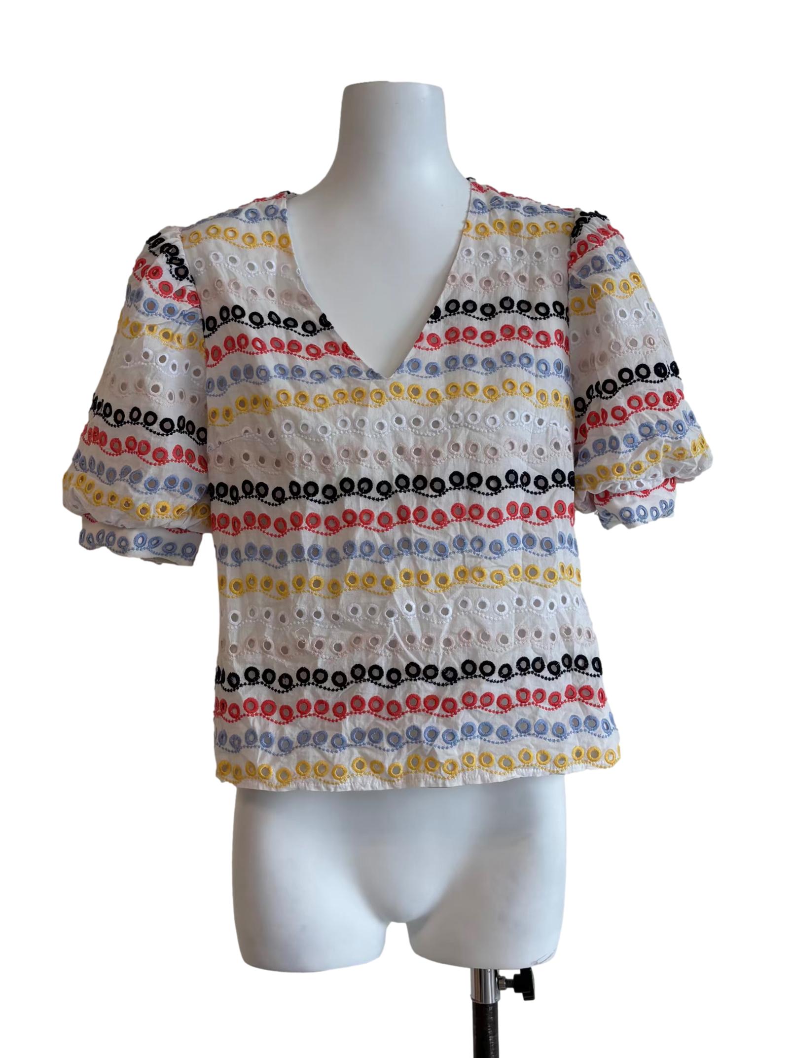 Colourful Cotton Eyelet Top
