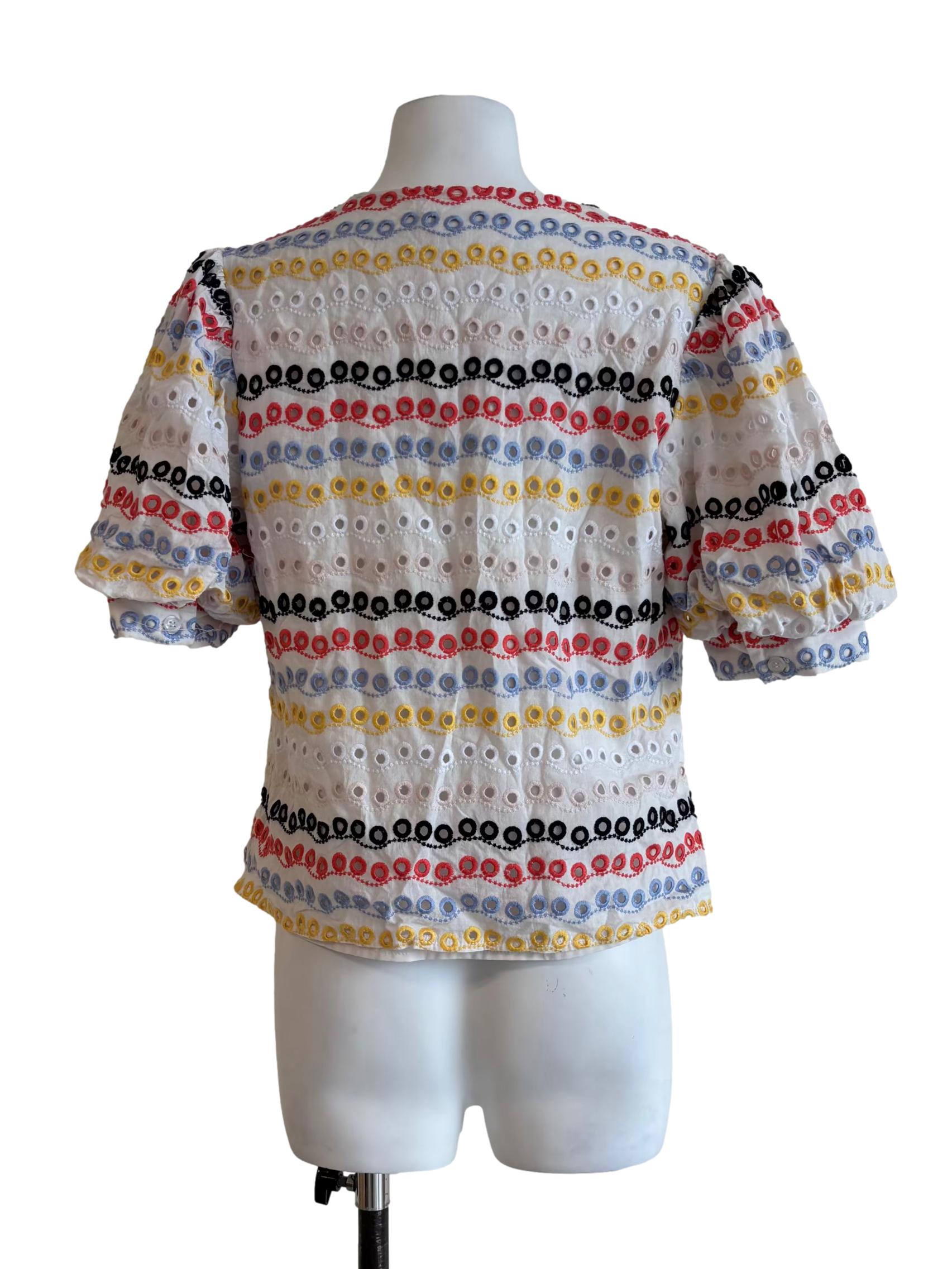 Colourful Cotton Eyelet Top
