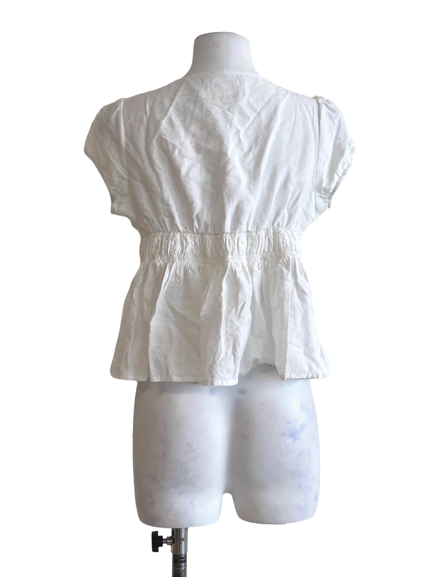 White Button Down Pegged Blouse