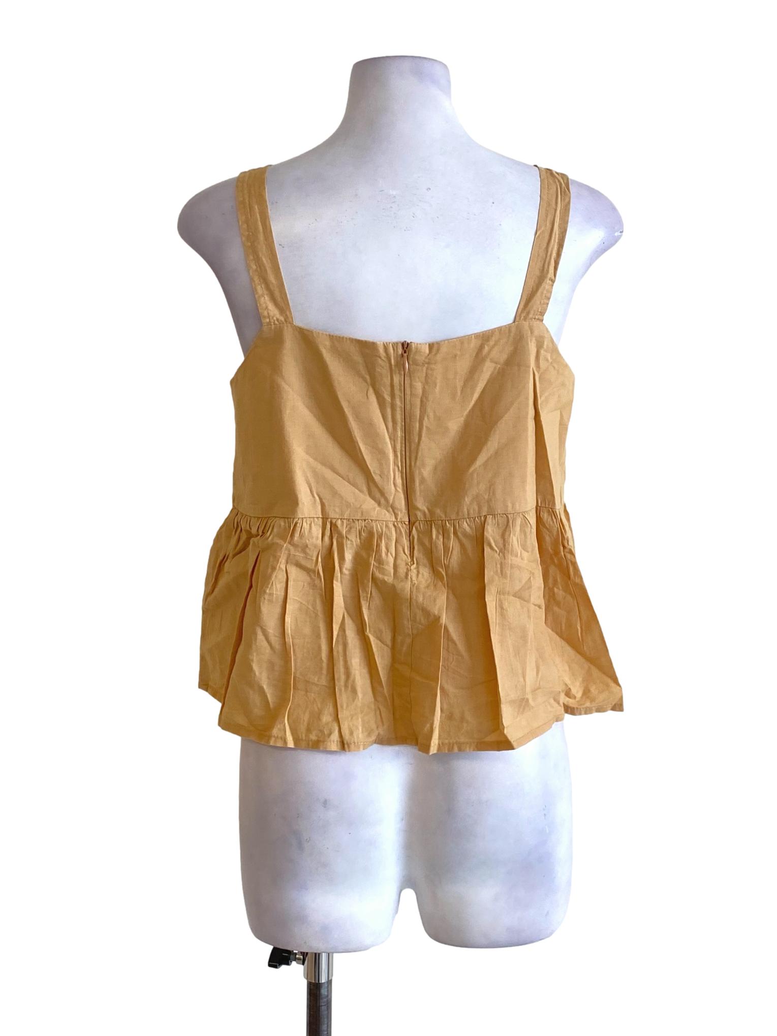 Light Merigold Orange Ruffle Hem Cropped Top TTR