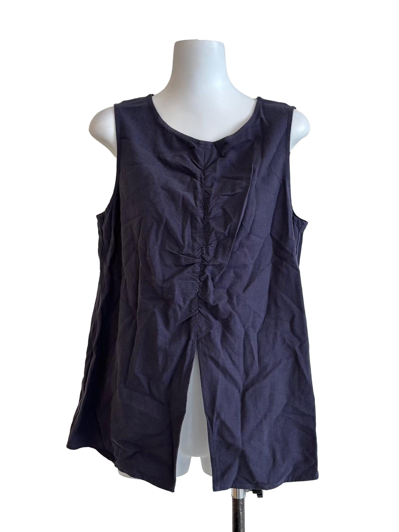Spruce Blue Front Slit Linen Top