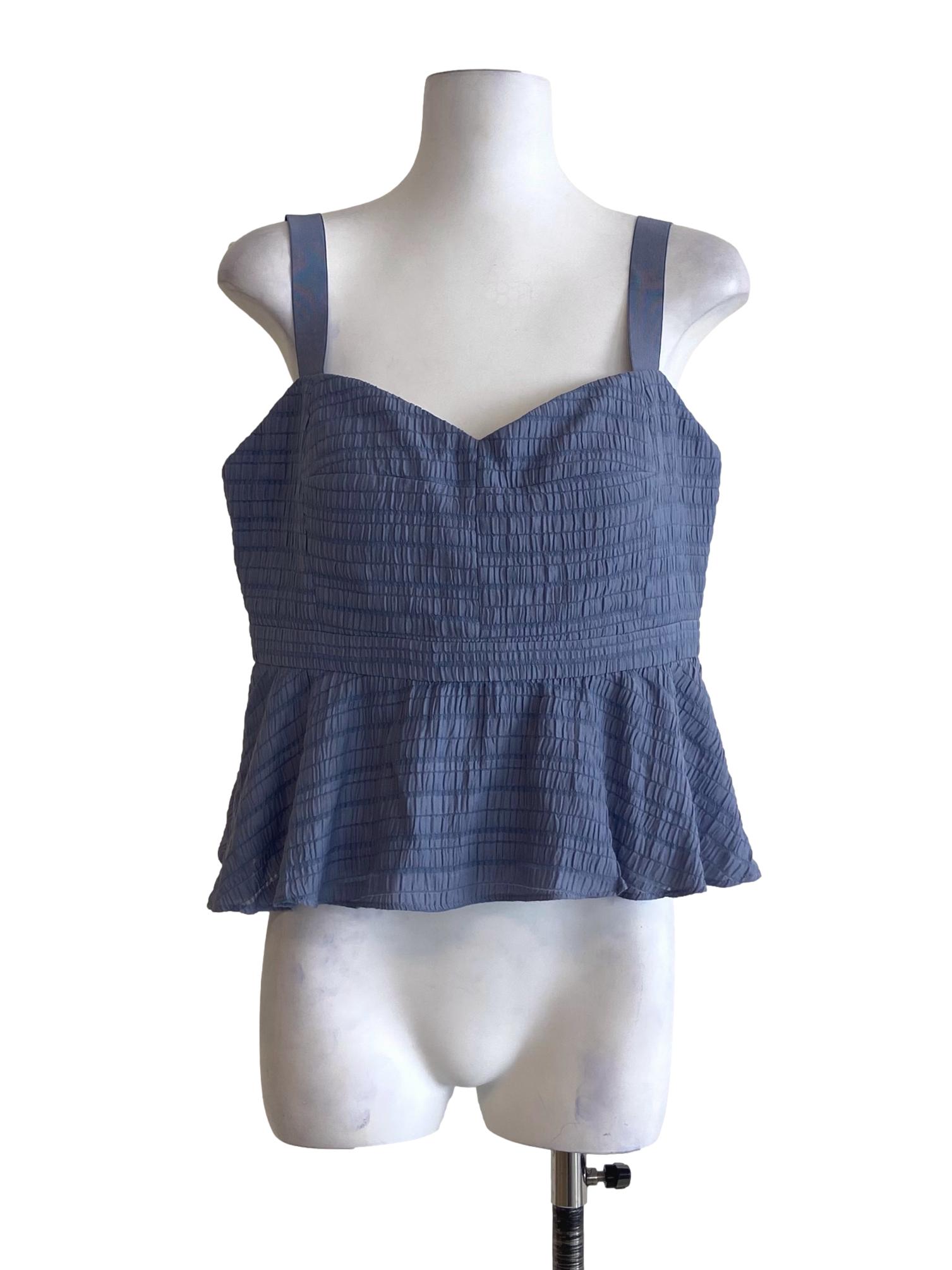 Blue Sleeveless Peplum Blouse LB