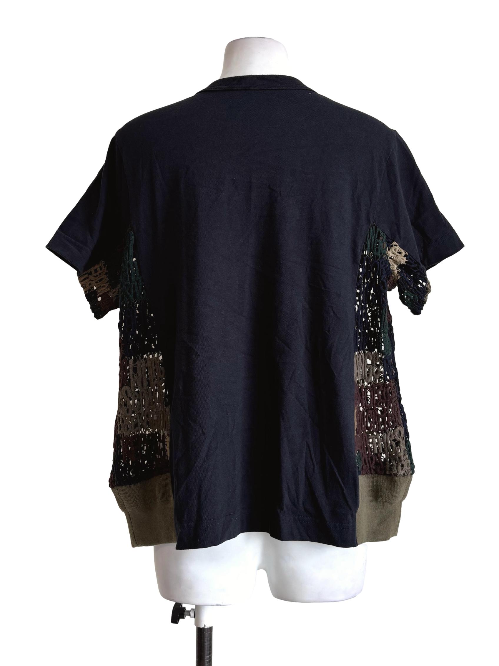 Black Green Side Sheer Logo Shirt