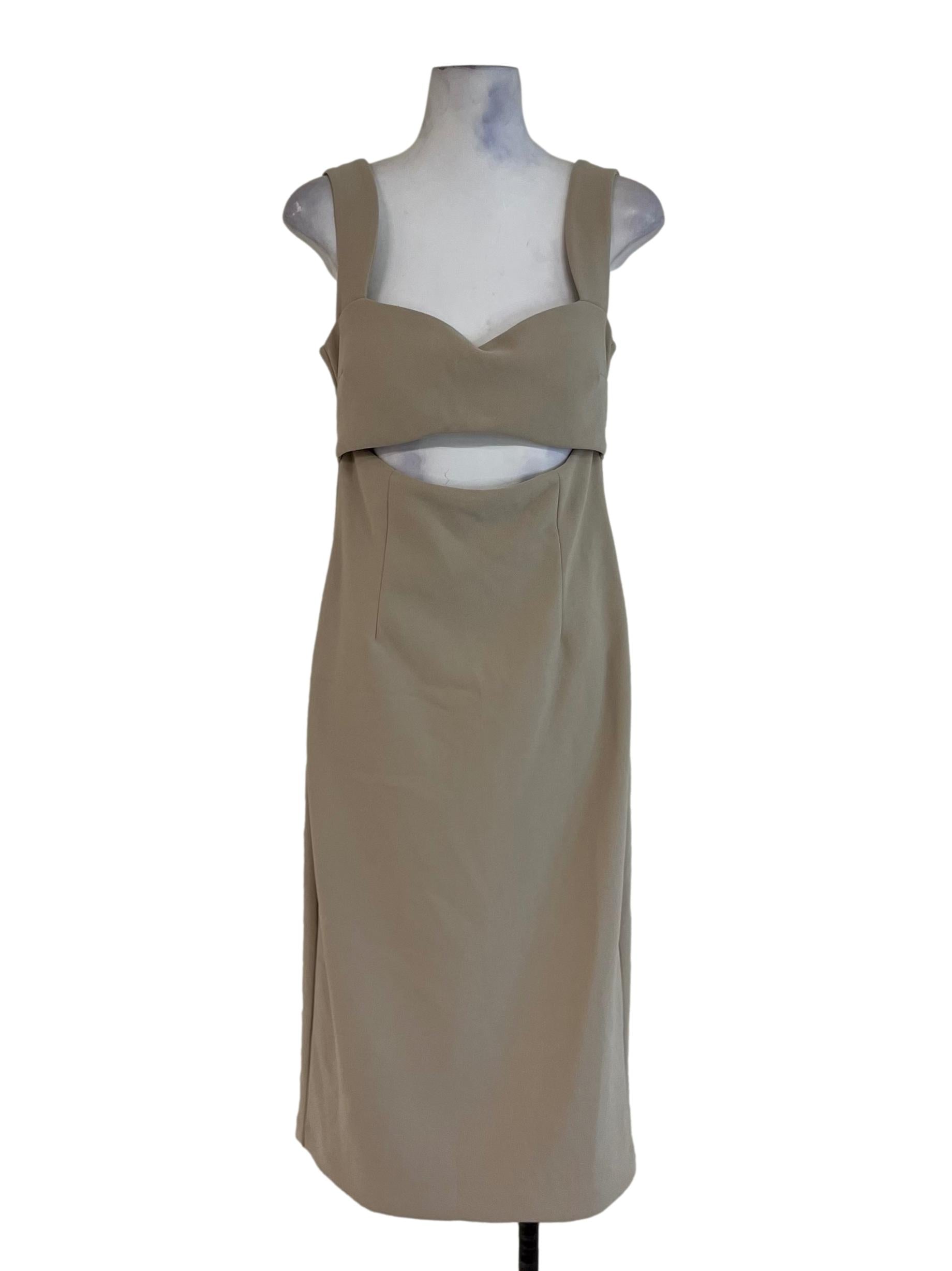 Beige Sweetheart Neckline Sheath Dress