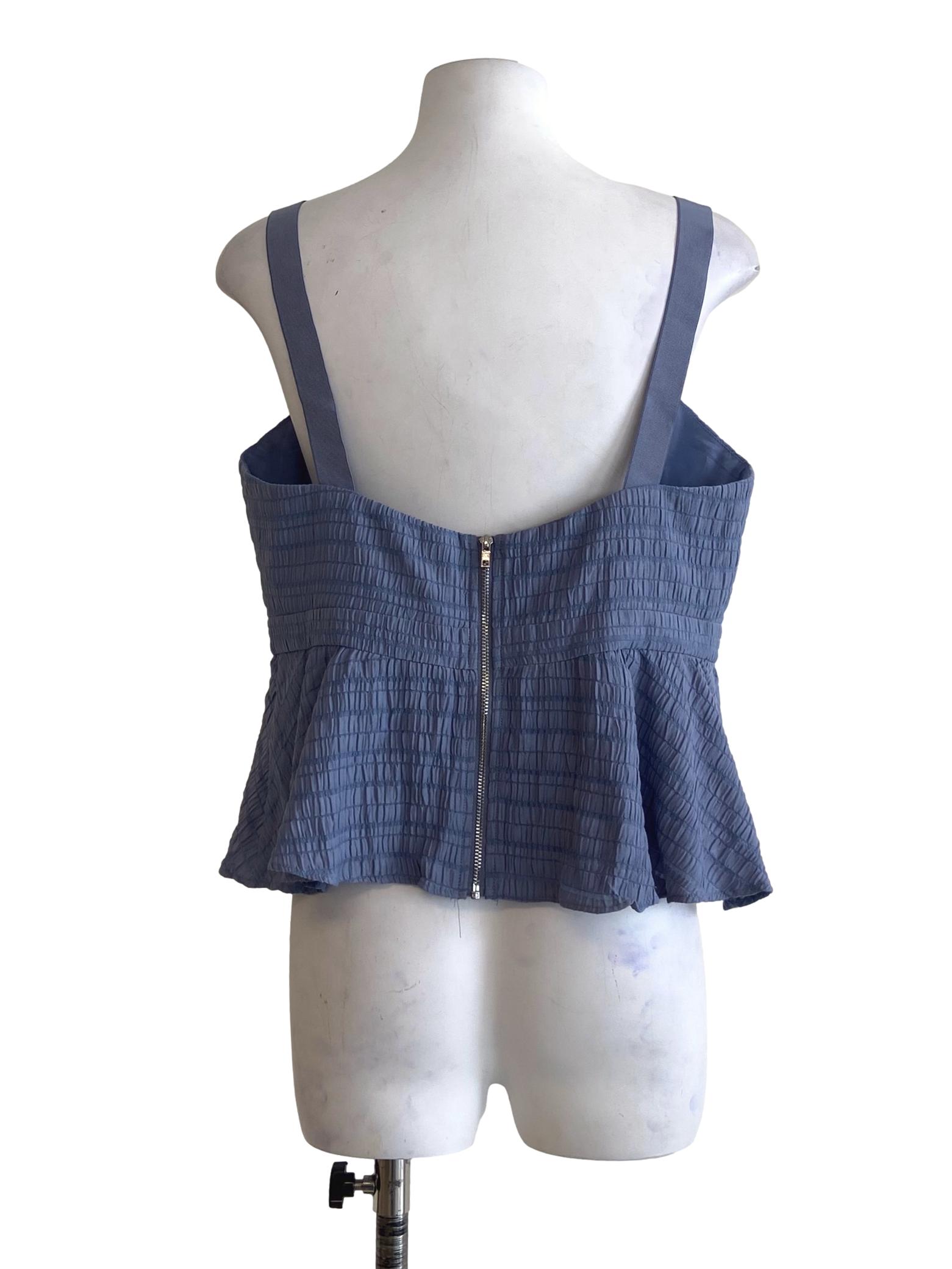 Blue Sleeveless Peplum Blouse LB