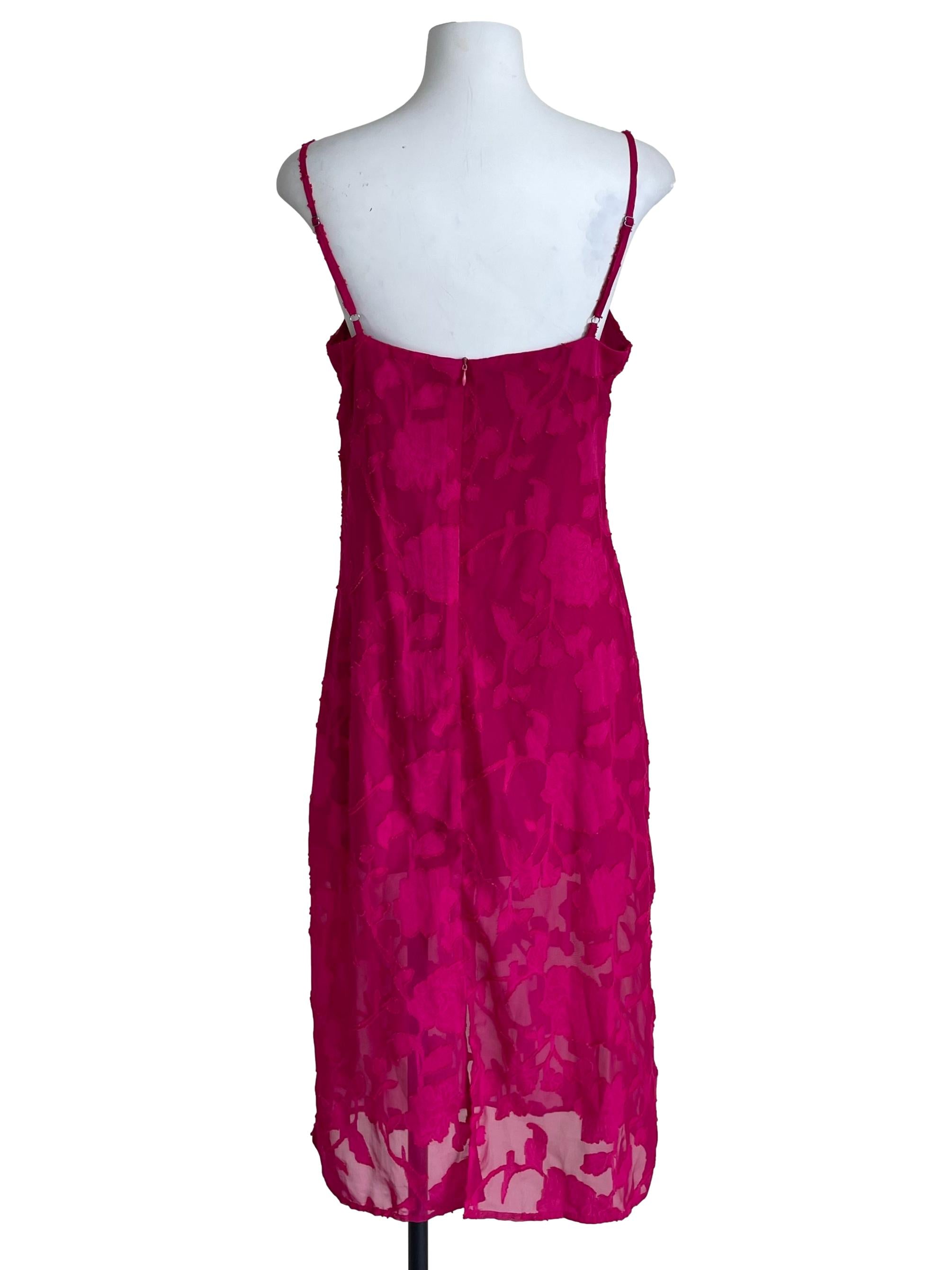 Magenta Patterned Cami Slip Dress