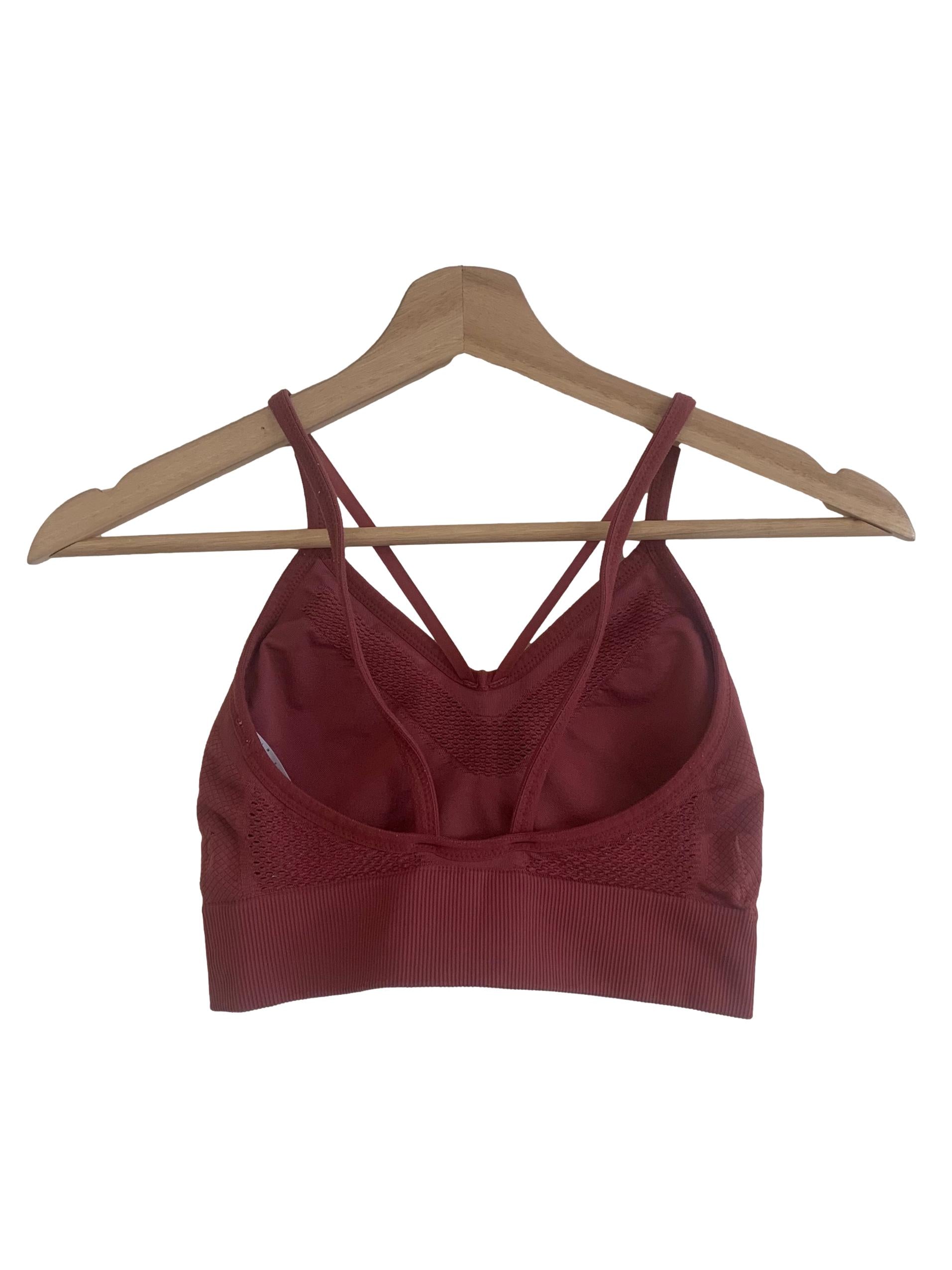 Currant Red V Neck Sports Bra