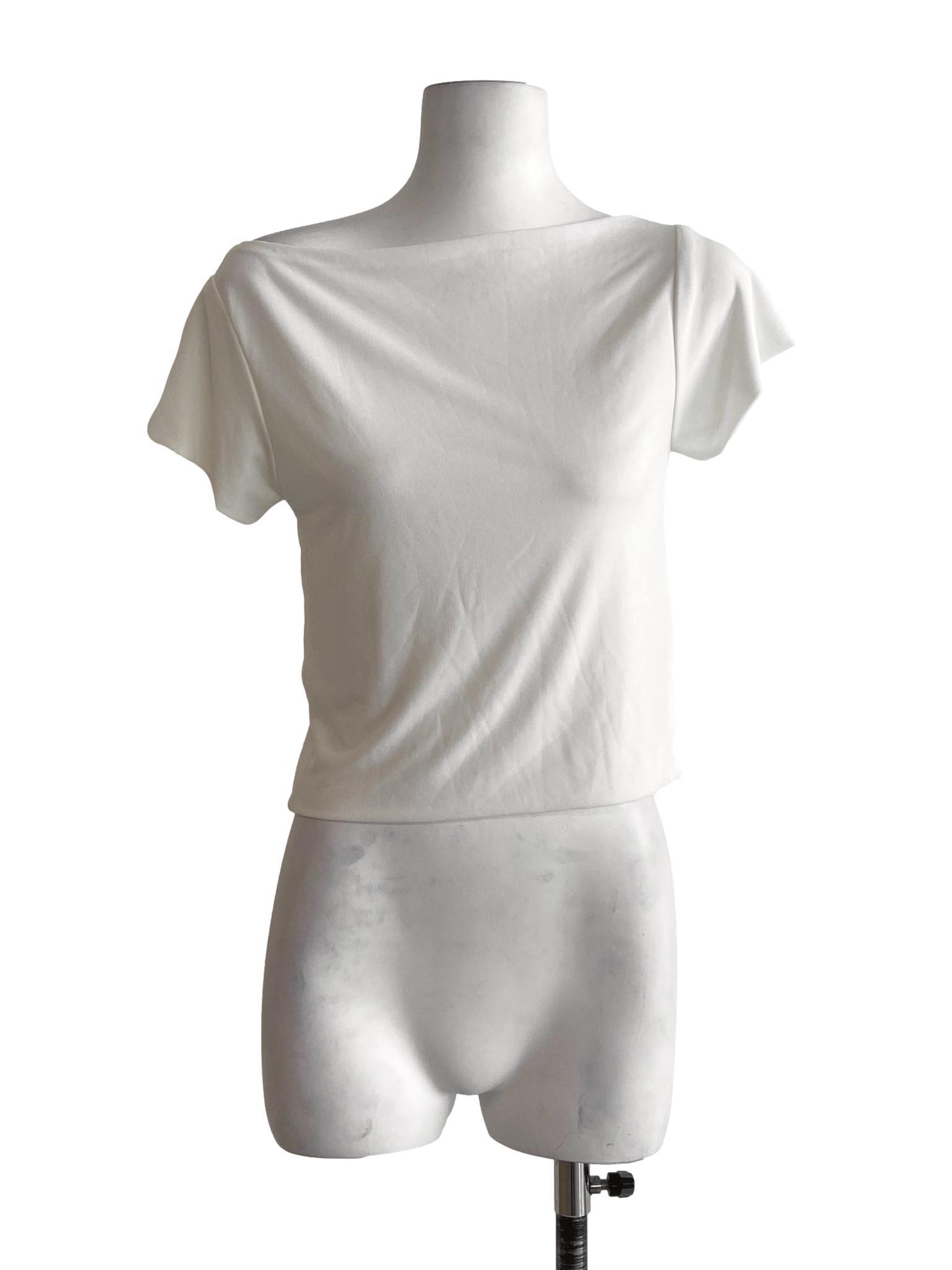 White Sabrina Neck Fit Top