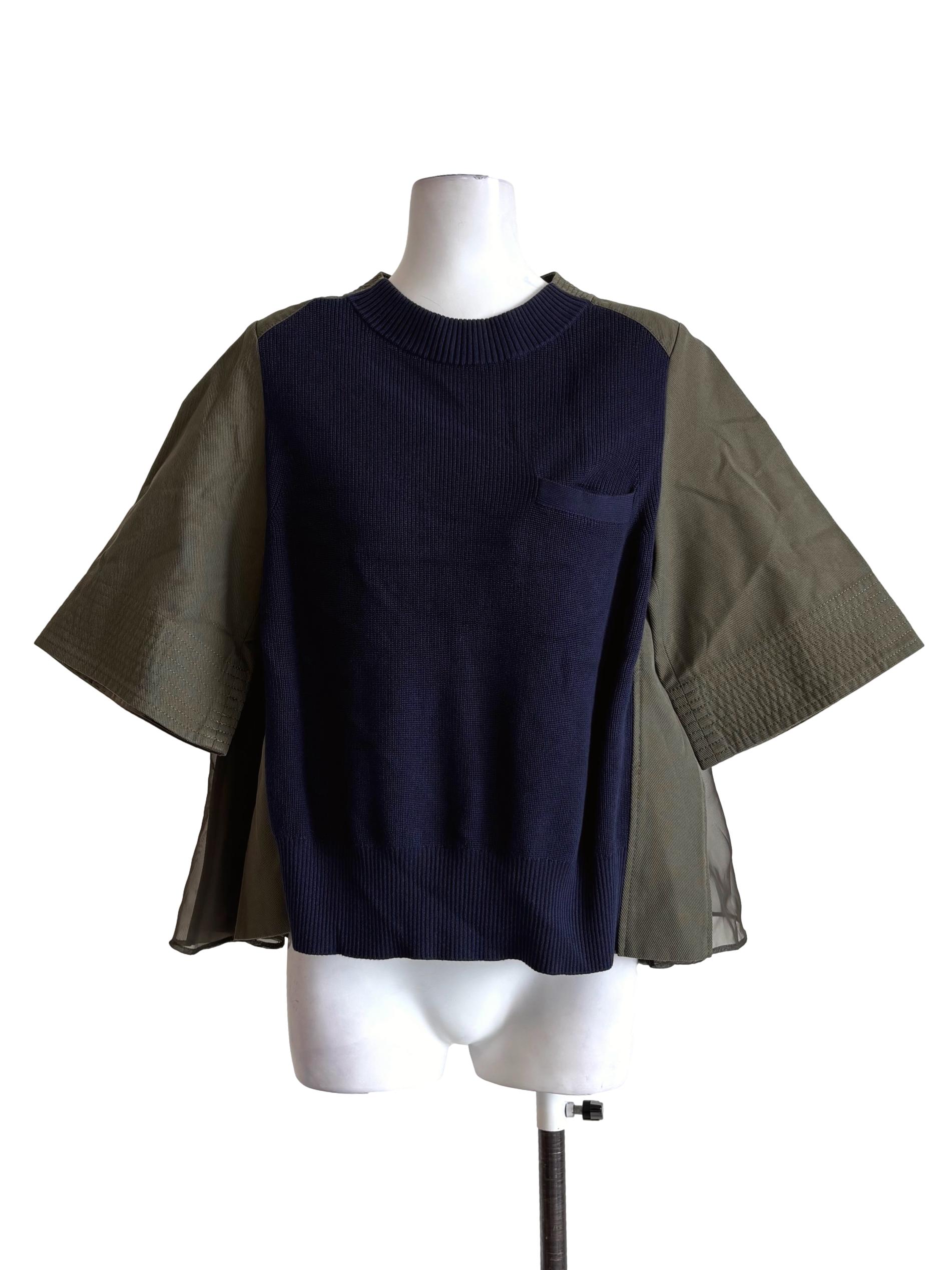 Navy Blue Army Green Flare Top