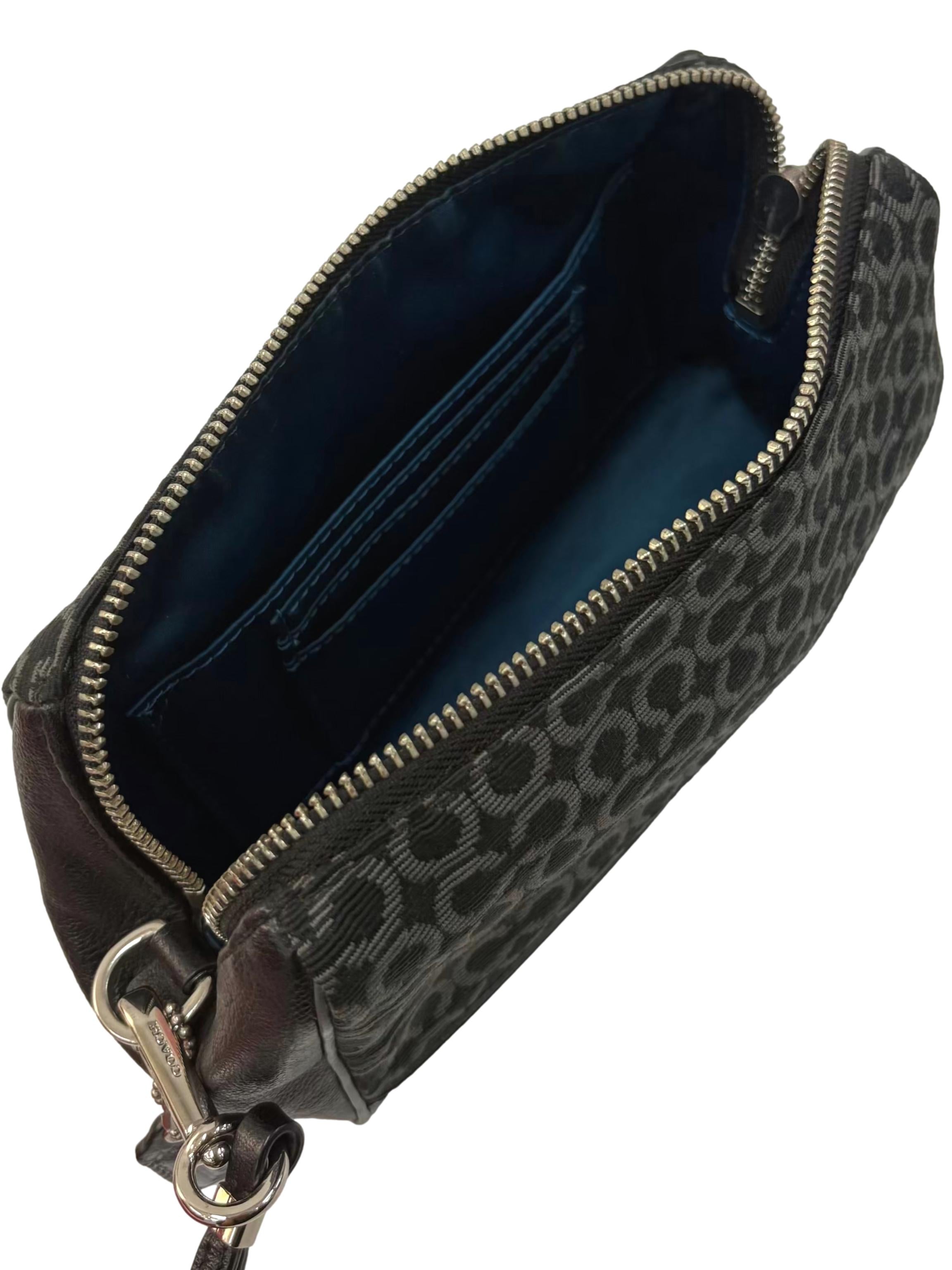Black Signature Monogram Wristlet Pouch