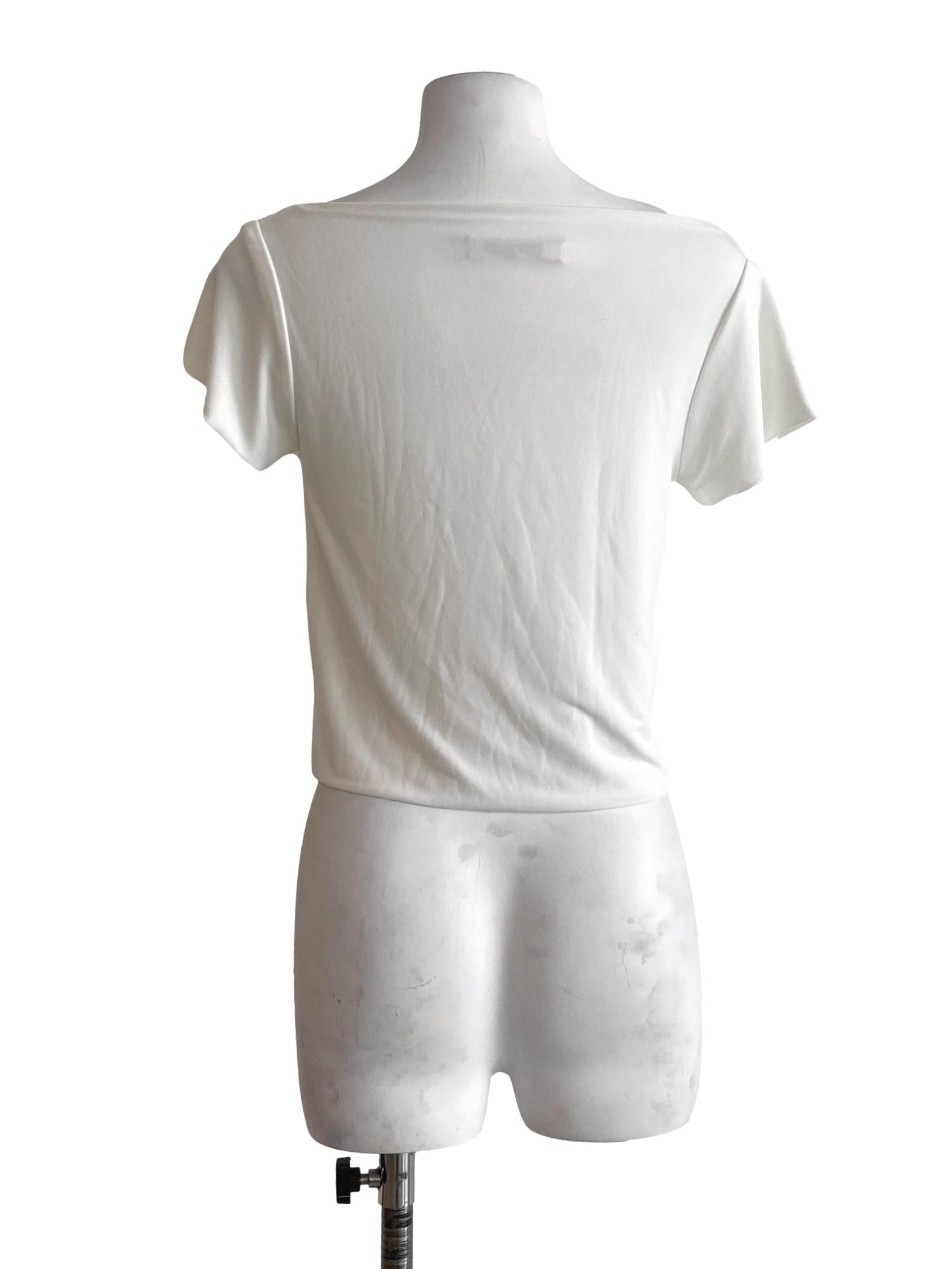 White Sabrina Neck Fit Top