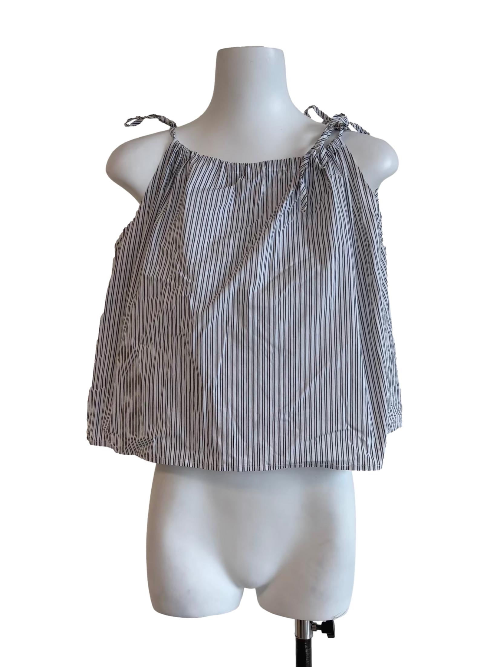Black And White Striped Apron Top