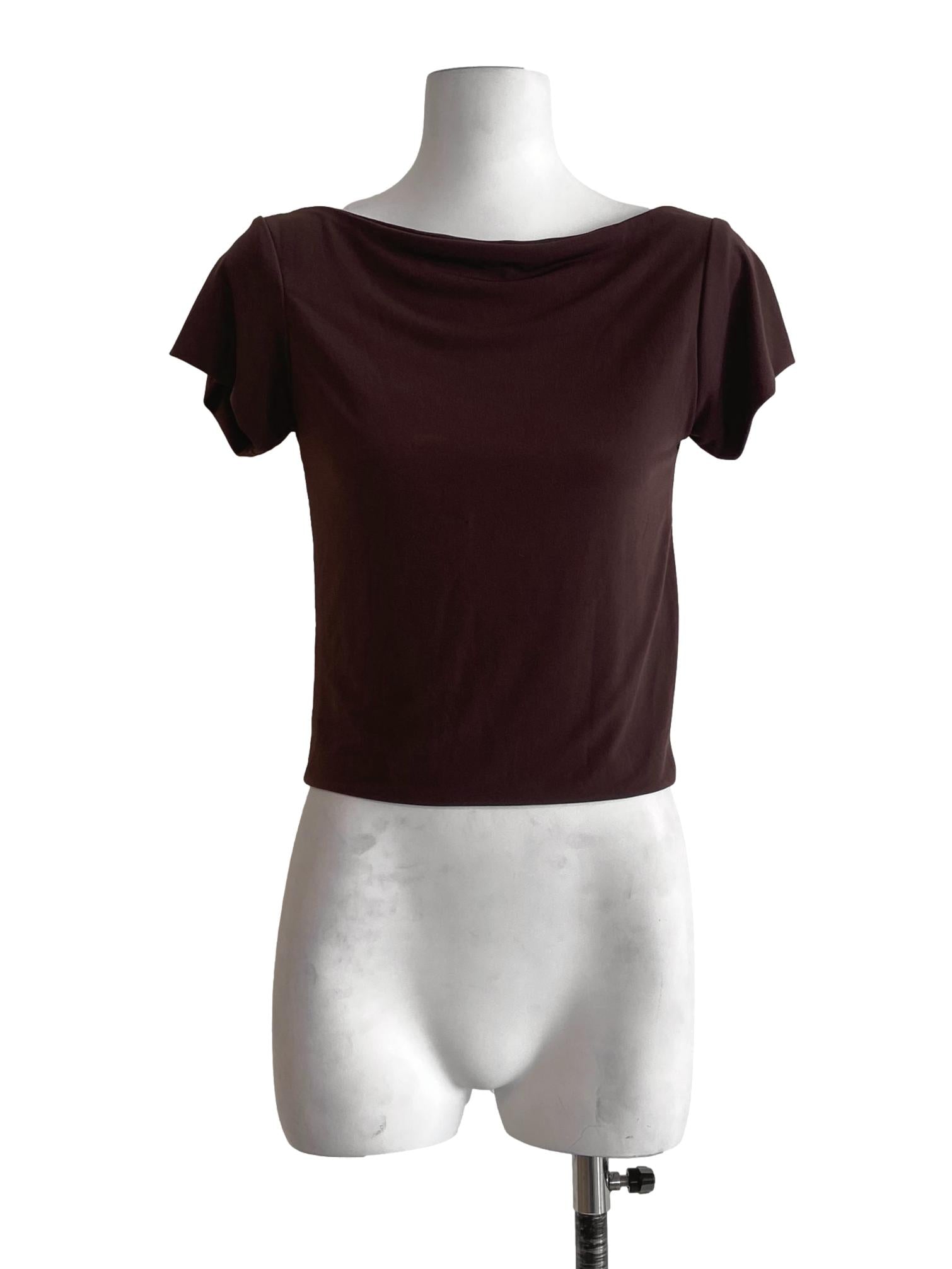 Penny Brown Asymmetric Neck Top