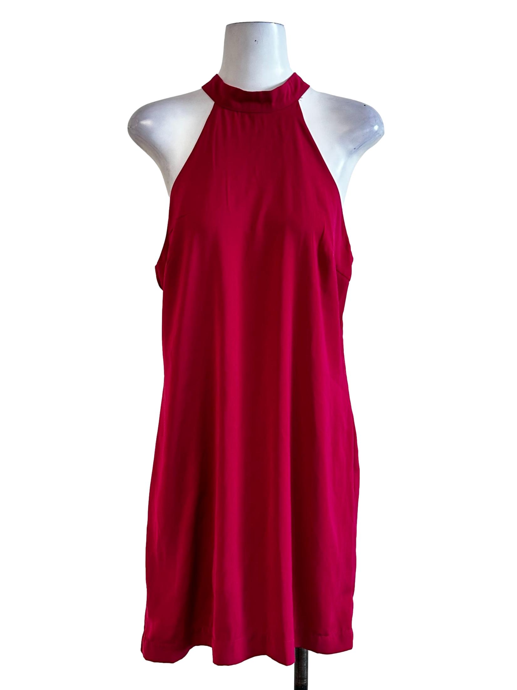 Hot Pink Halter Neck Dress