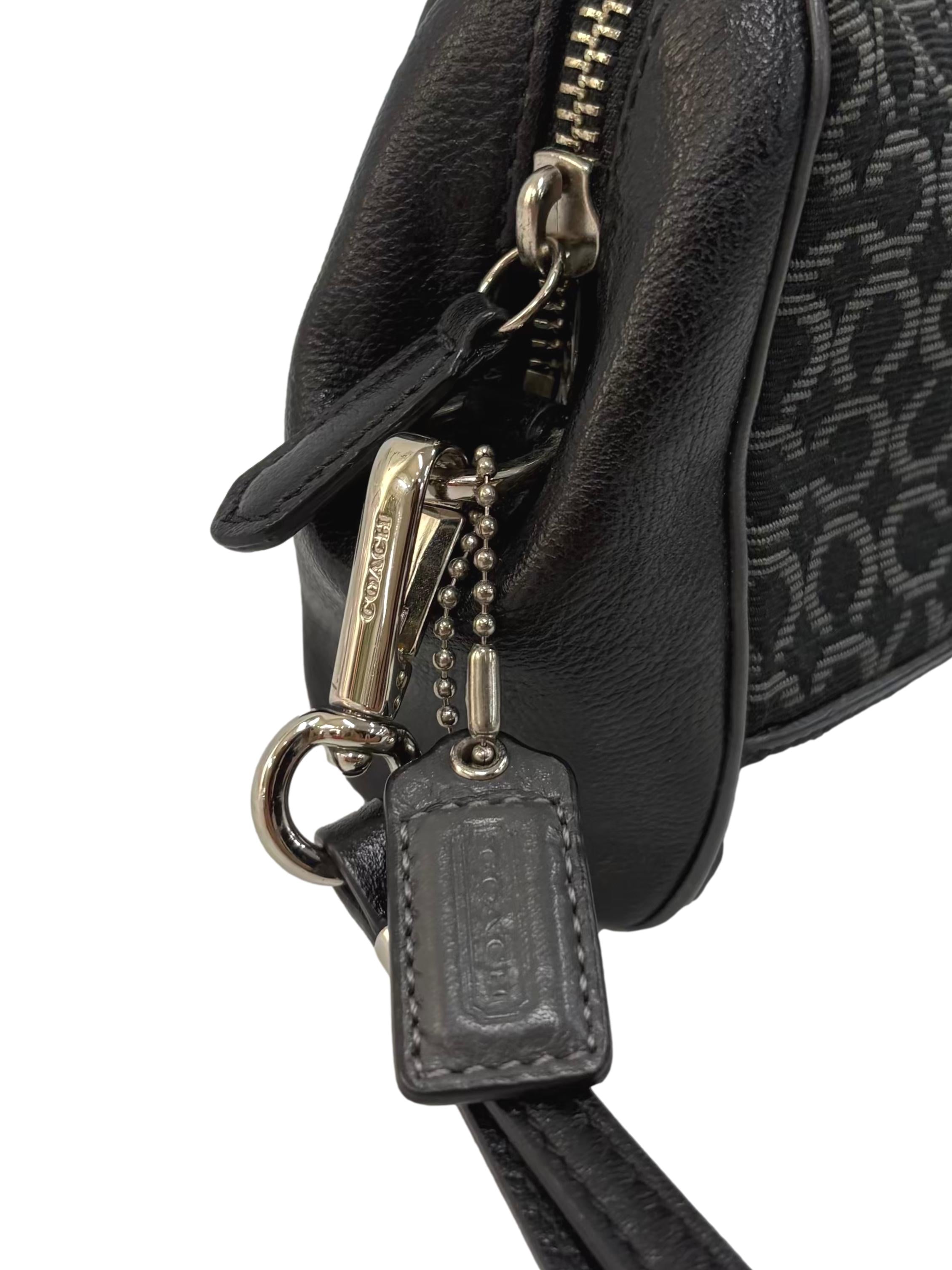 Black Signature Monogram Wristlet Pouch