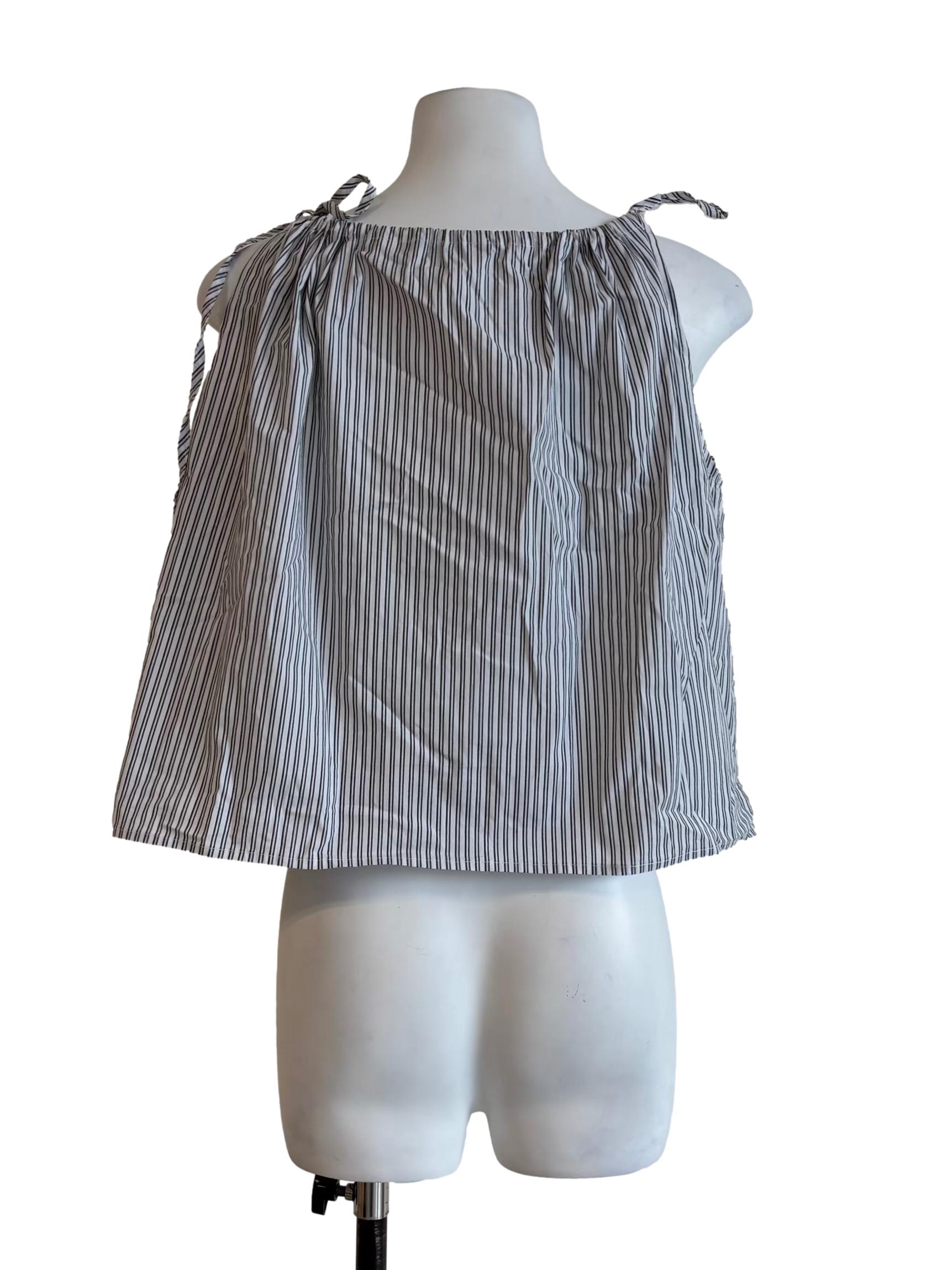 Black And White Striped Apron Top