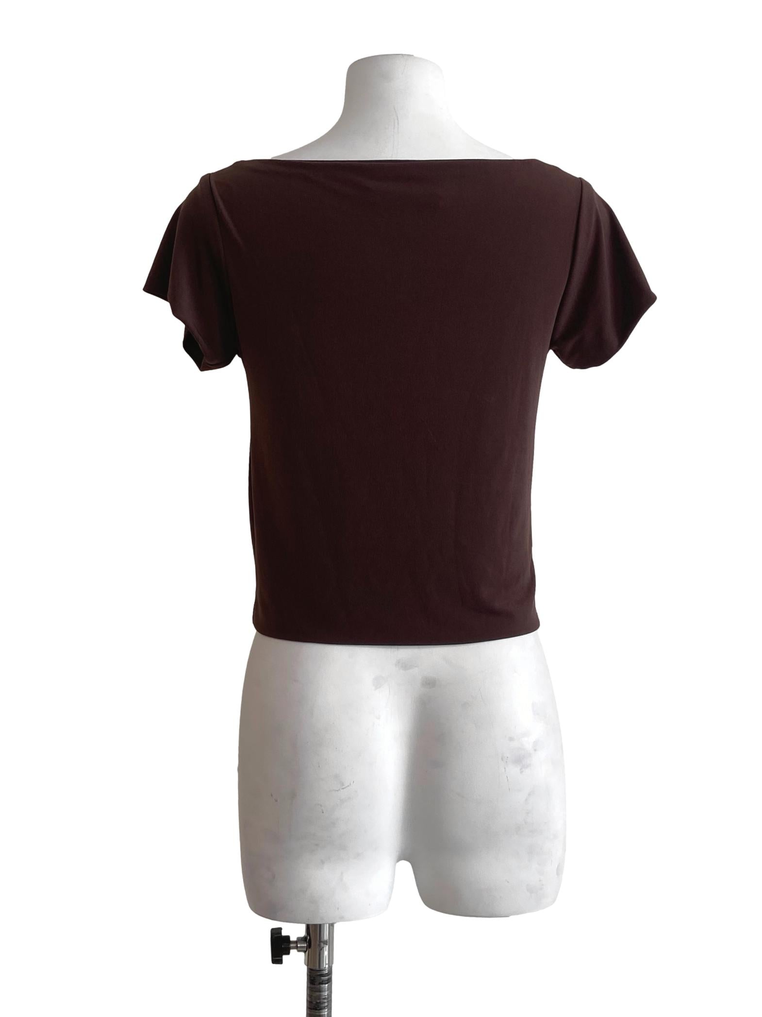 Penny Brown Asymmetric Neck Top