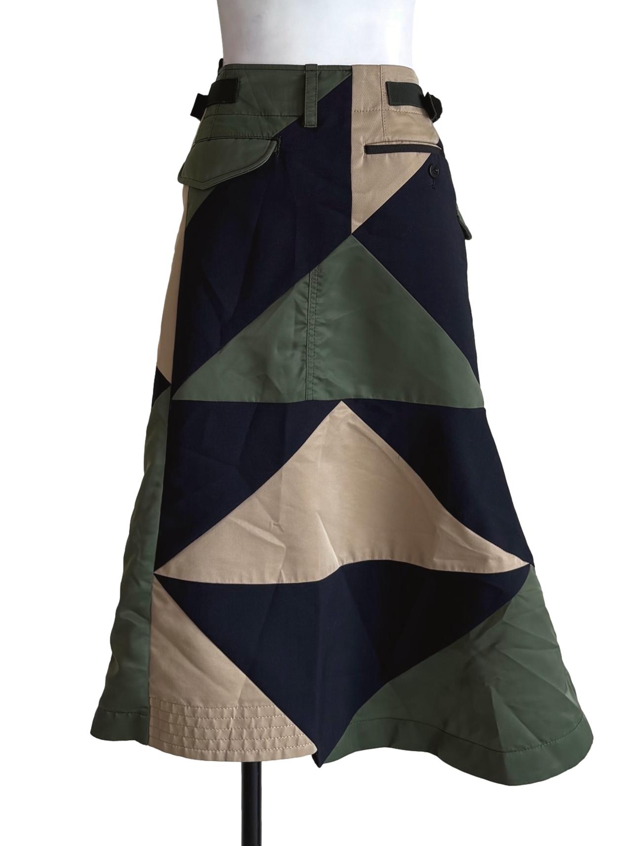 Black Green Abstract Asymmetrical Skirt