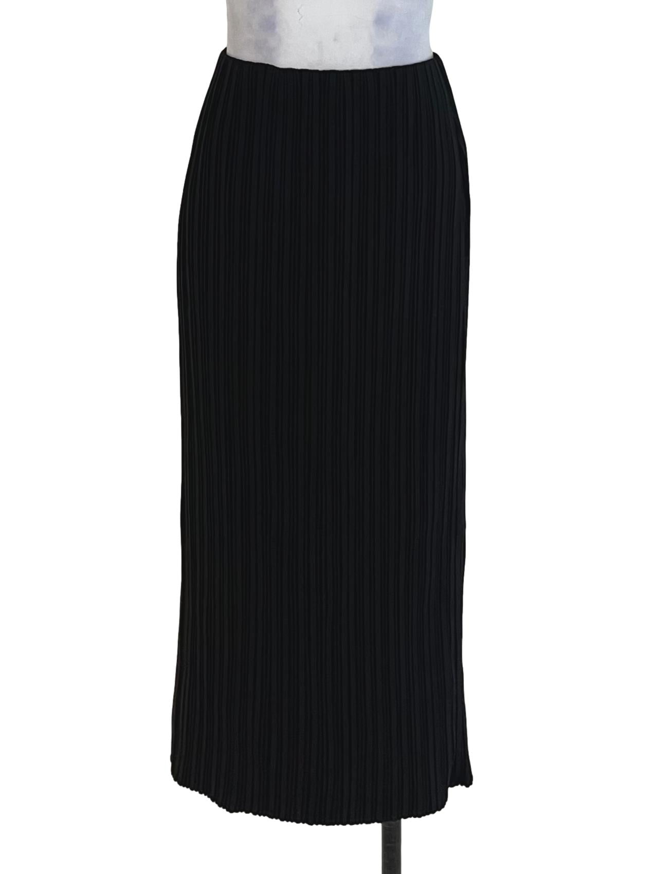Black Pleated A-Line Skirt
