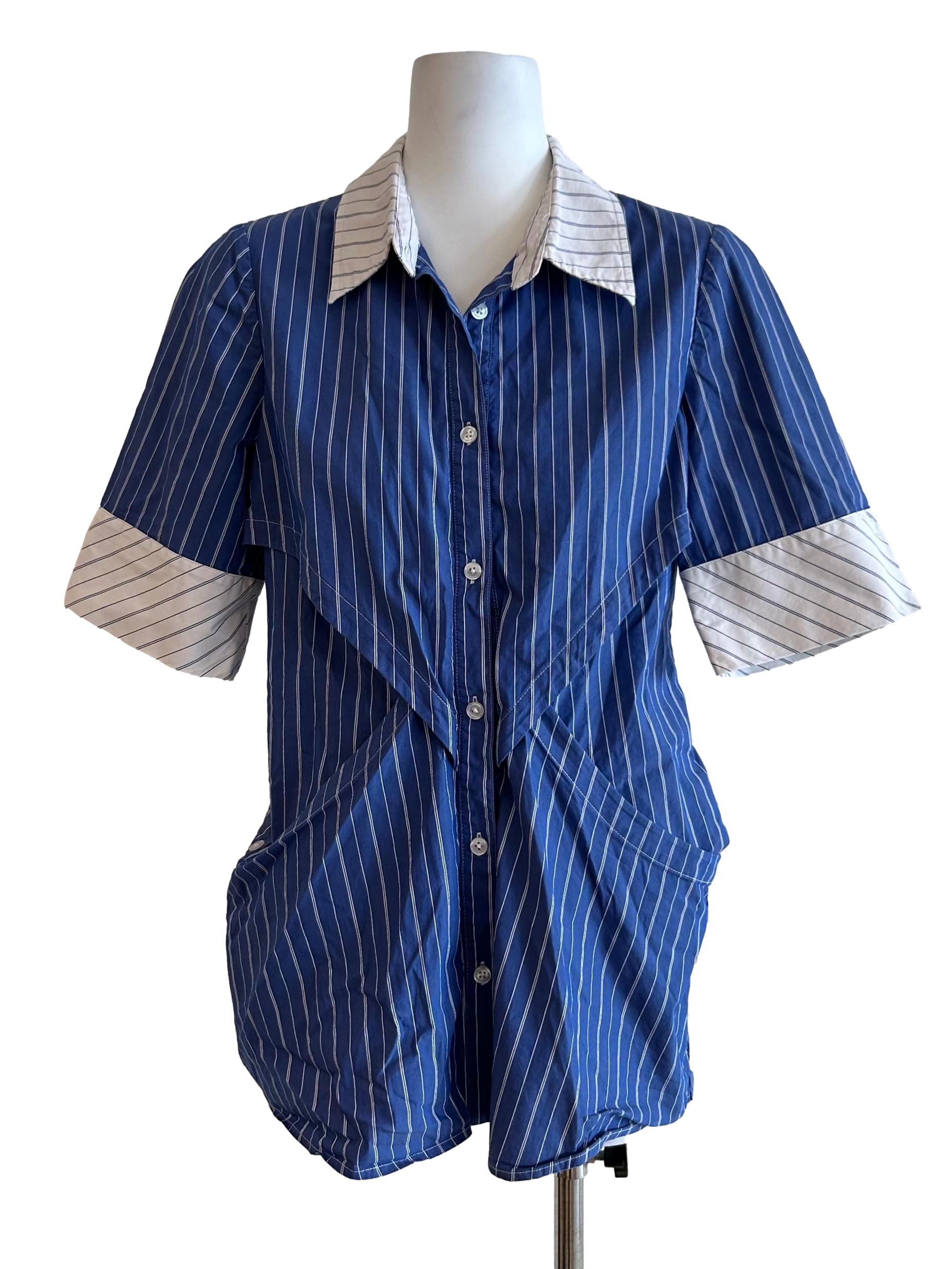 Structural Layers Shirt In Blue Stripe CSN
