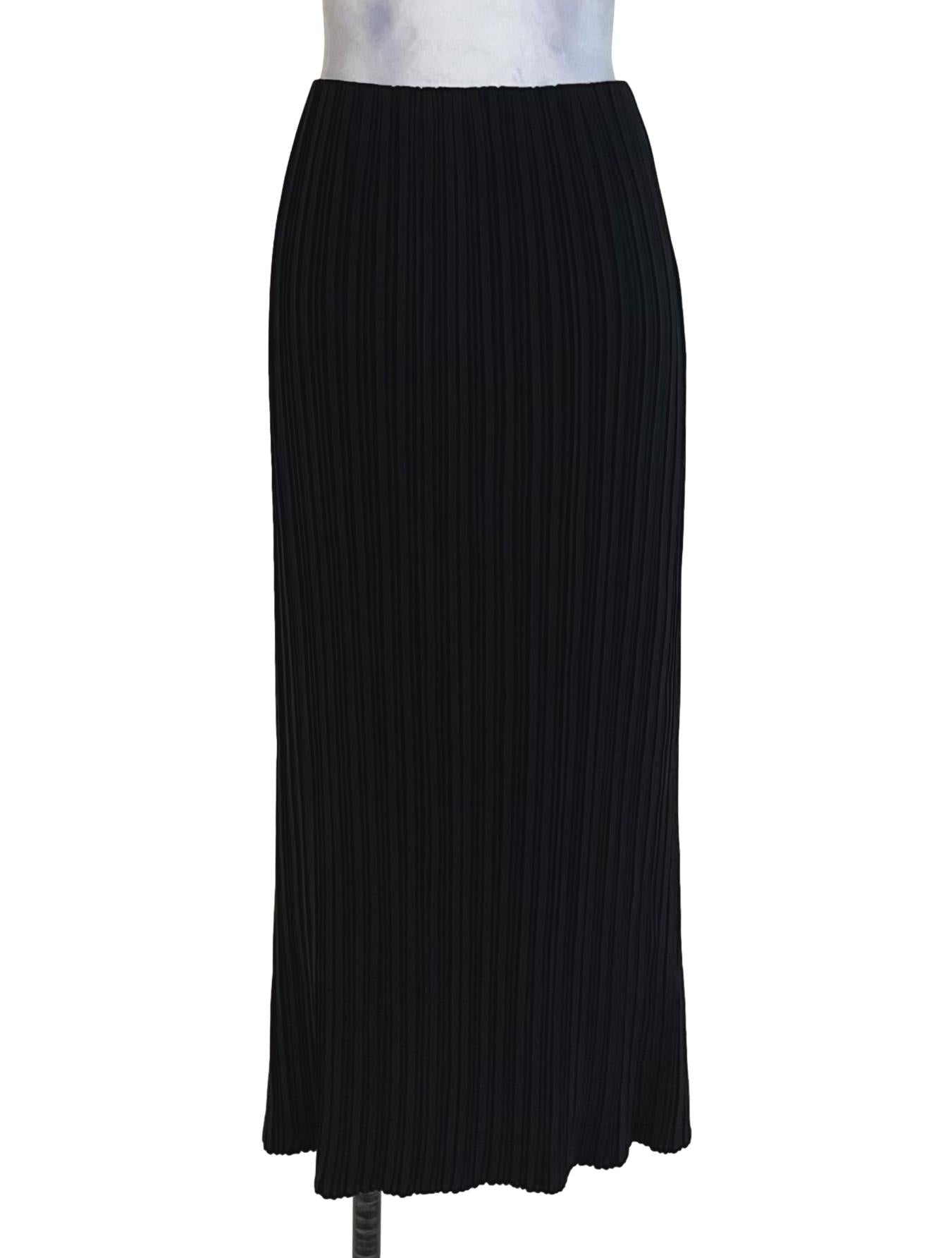 Black Pleated A-Line Skirt