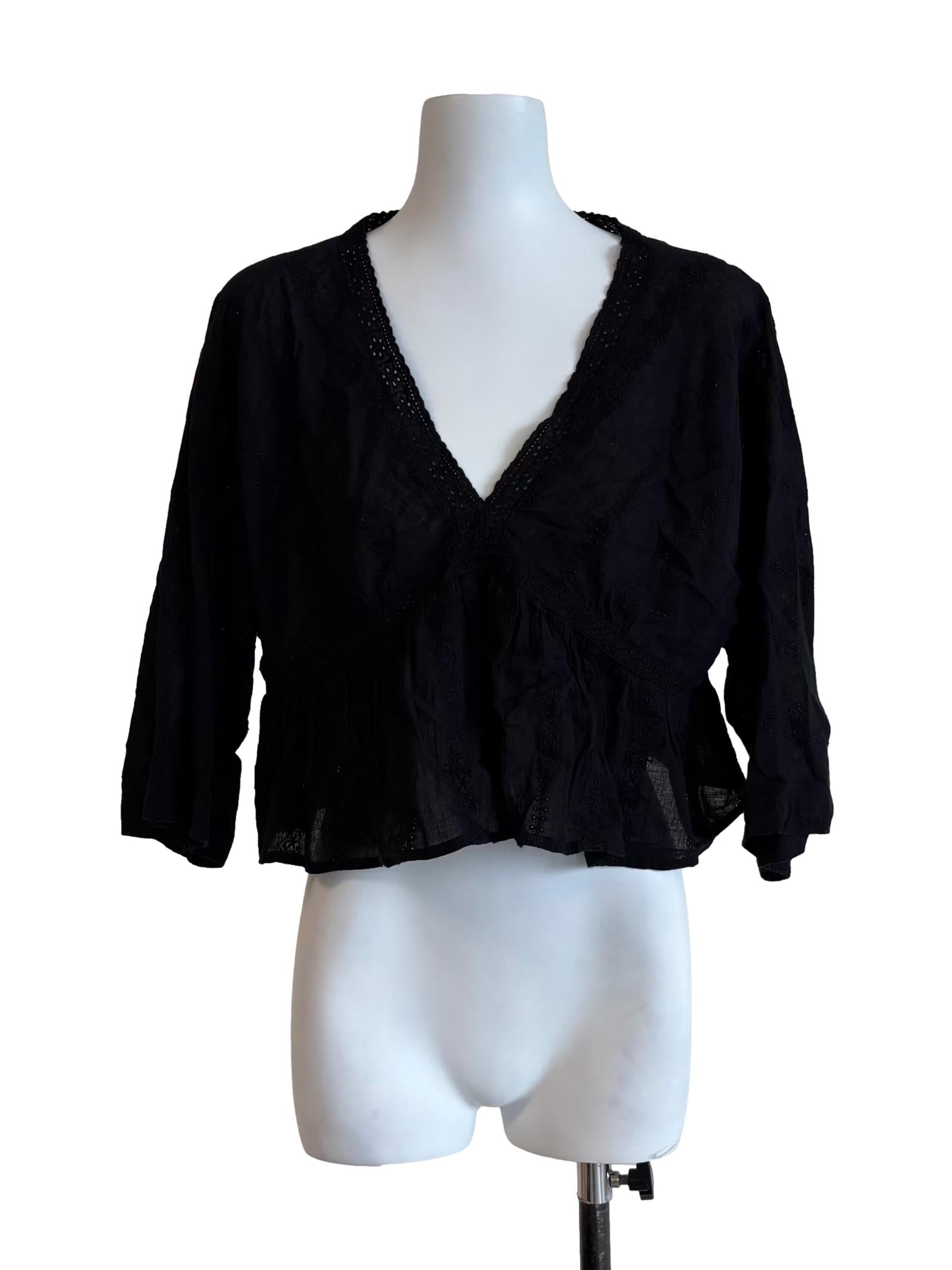 Raven Black Cotton Blouse