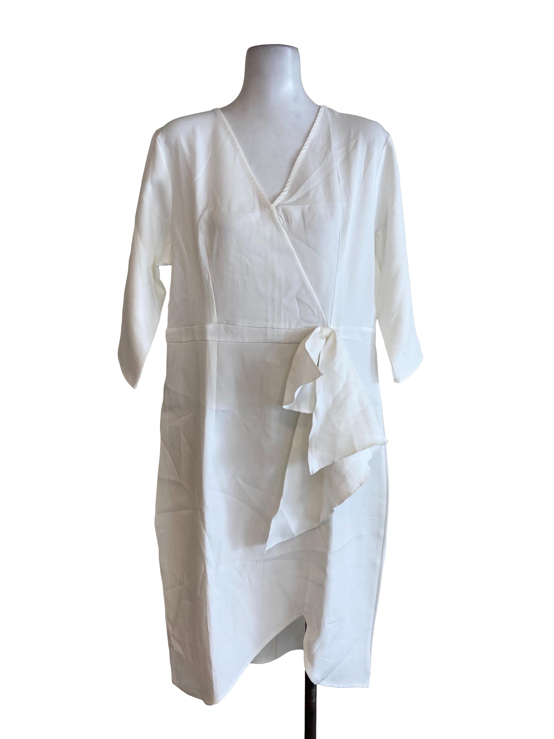 White V Neck Wrap Dress