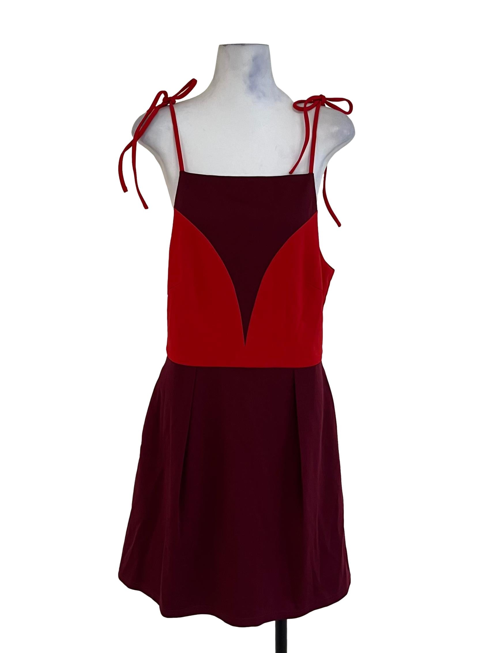 Mulberry Purple Red Spaghetti Strap A-Line Dress