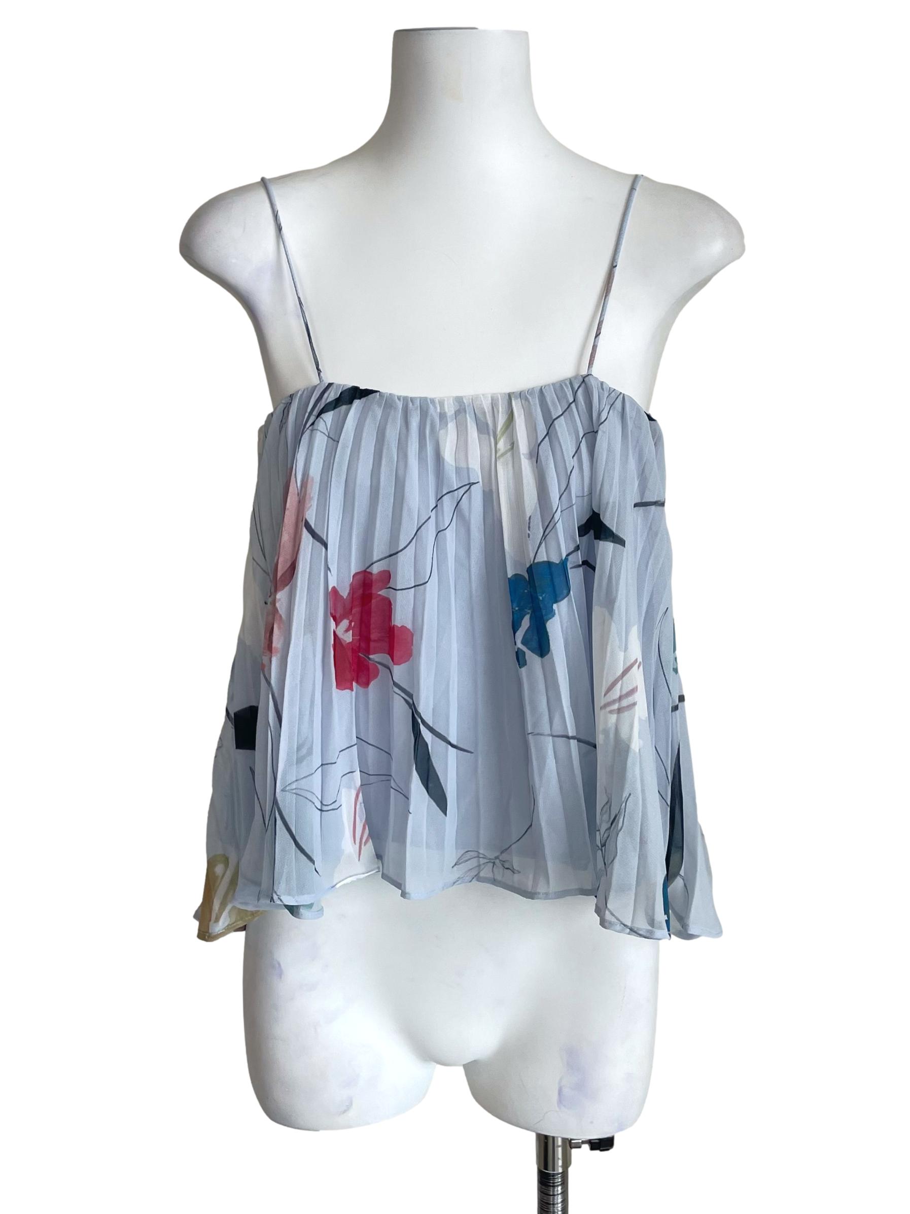 Baby Blue Floral Accordion Top