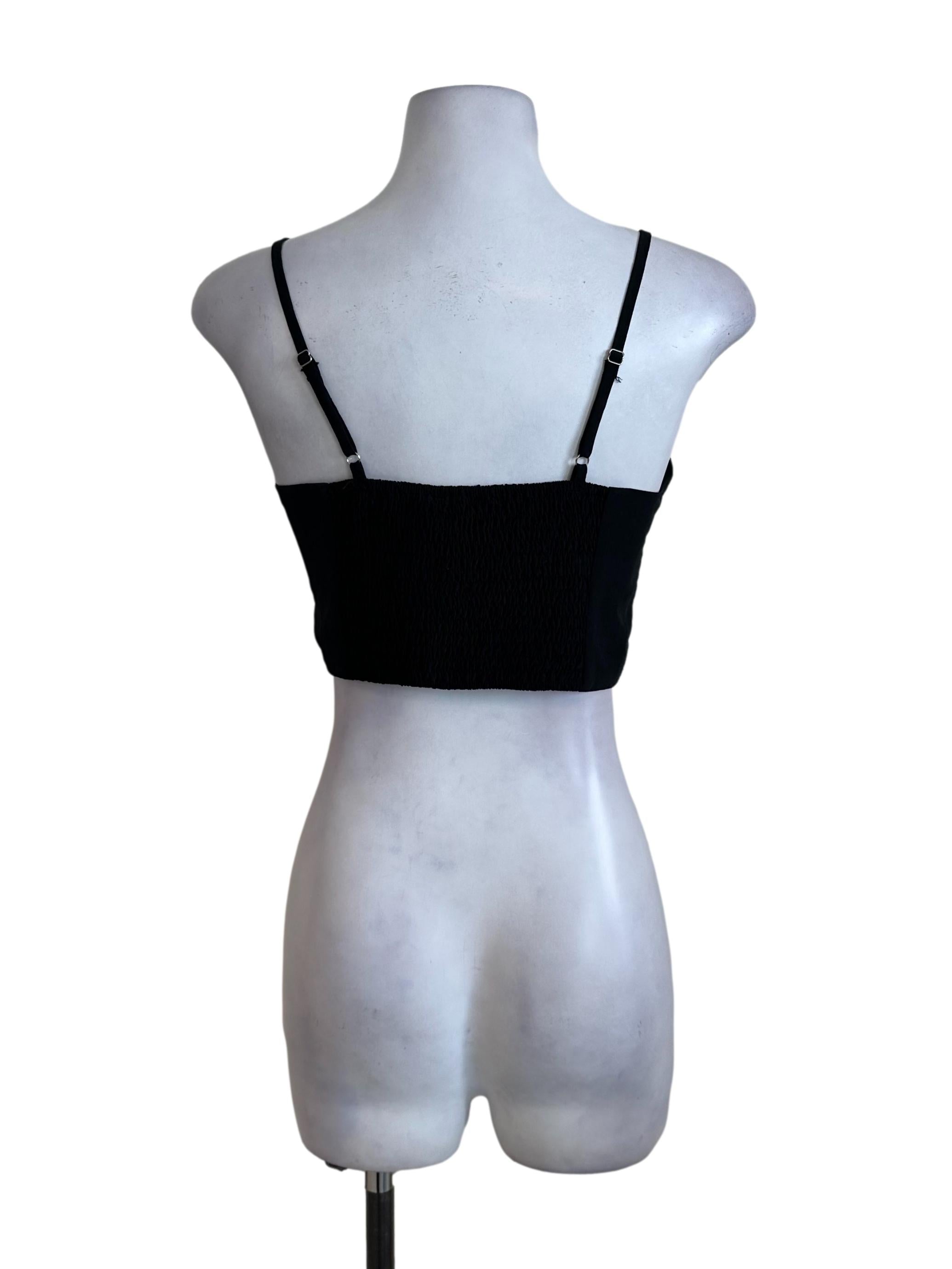 Black Sweetheart Neckline Textured Top
