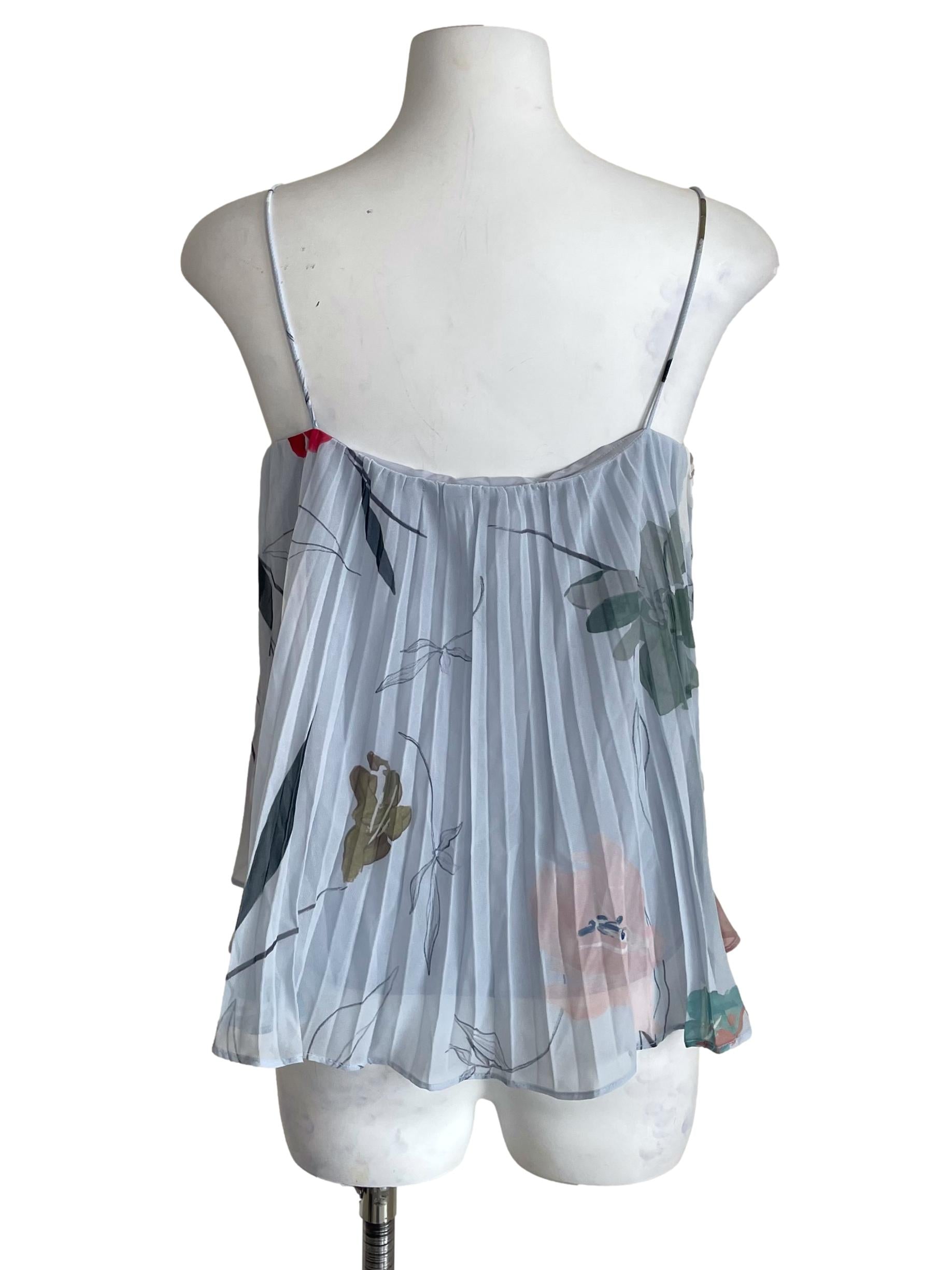 Baby Blue Floral Accordion Top
